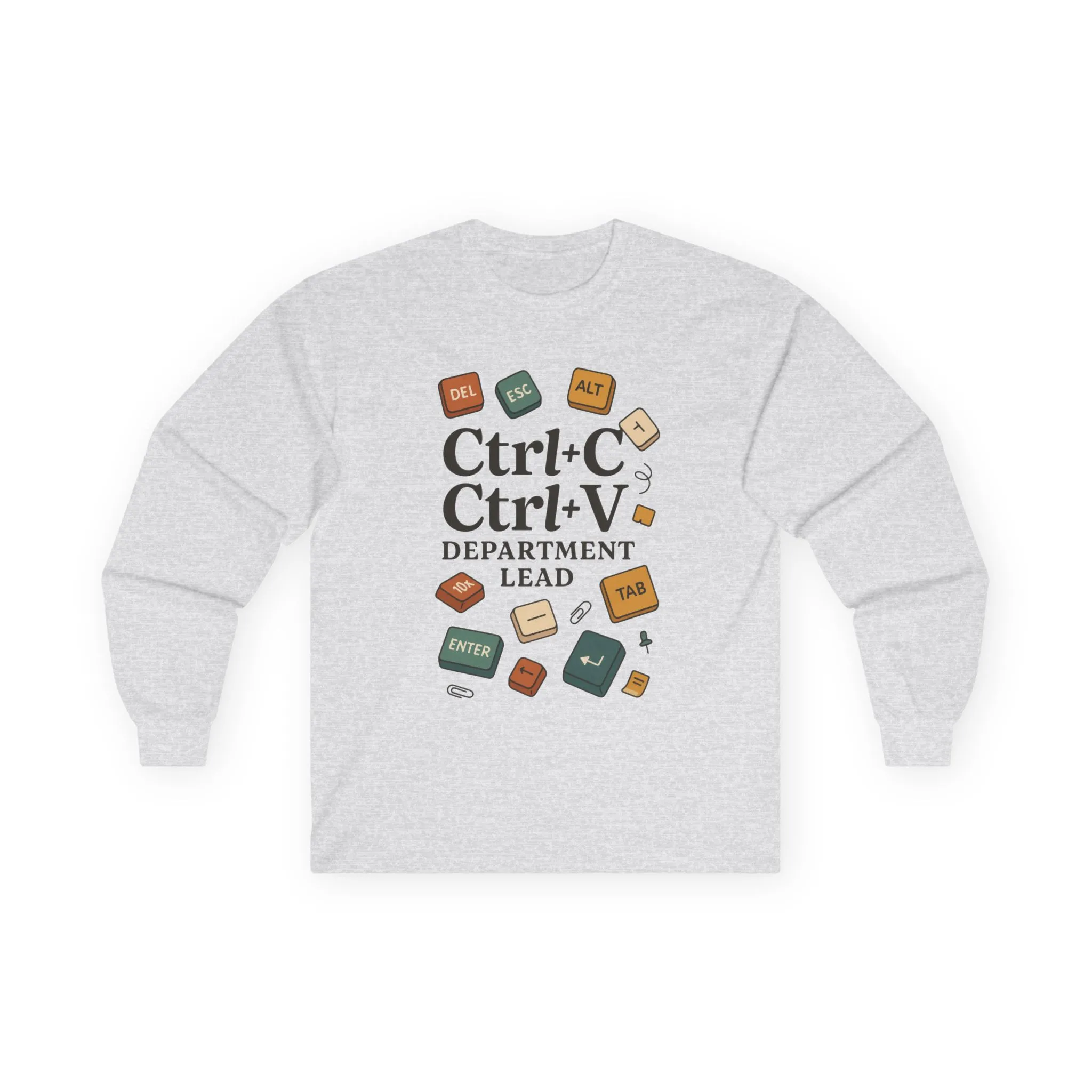 Graphic Long Sleeve Tee, Ctrl+C Ctrl+V Department Lead, Funny Office Humor Shirt, Programmer Gift, Tech Nerd Tee, IT Department Apparel - Image 7