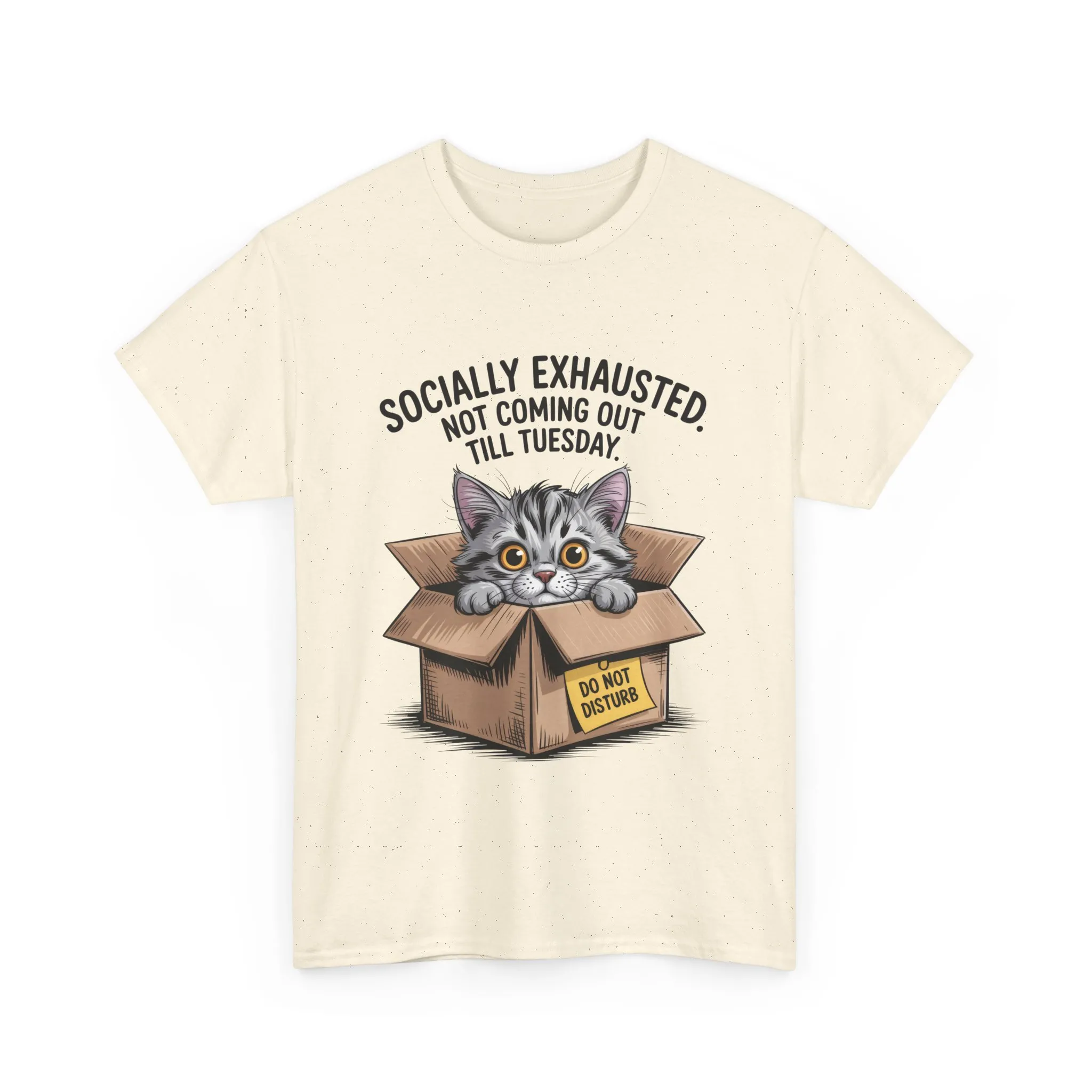 Socially Exhausted Cat Women's Tee, Funny Cat Shirt, Women's Graphic Tee, Gift for Introverts, Cute Animal T-Shirt, Weekend Wear - Image 3
