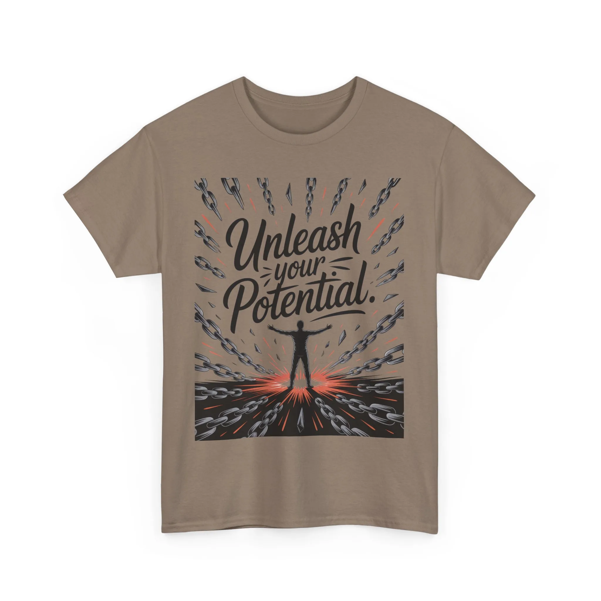 Inspiring Men s Heavy Cotton Tee, Unleash Your Potential Motivation Shirt, Gift for Graduates, Personal Growth Apparel, Casual Wear - Image 9