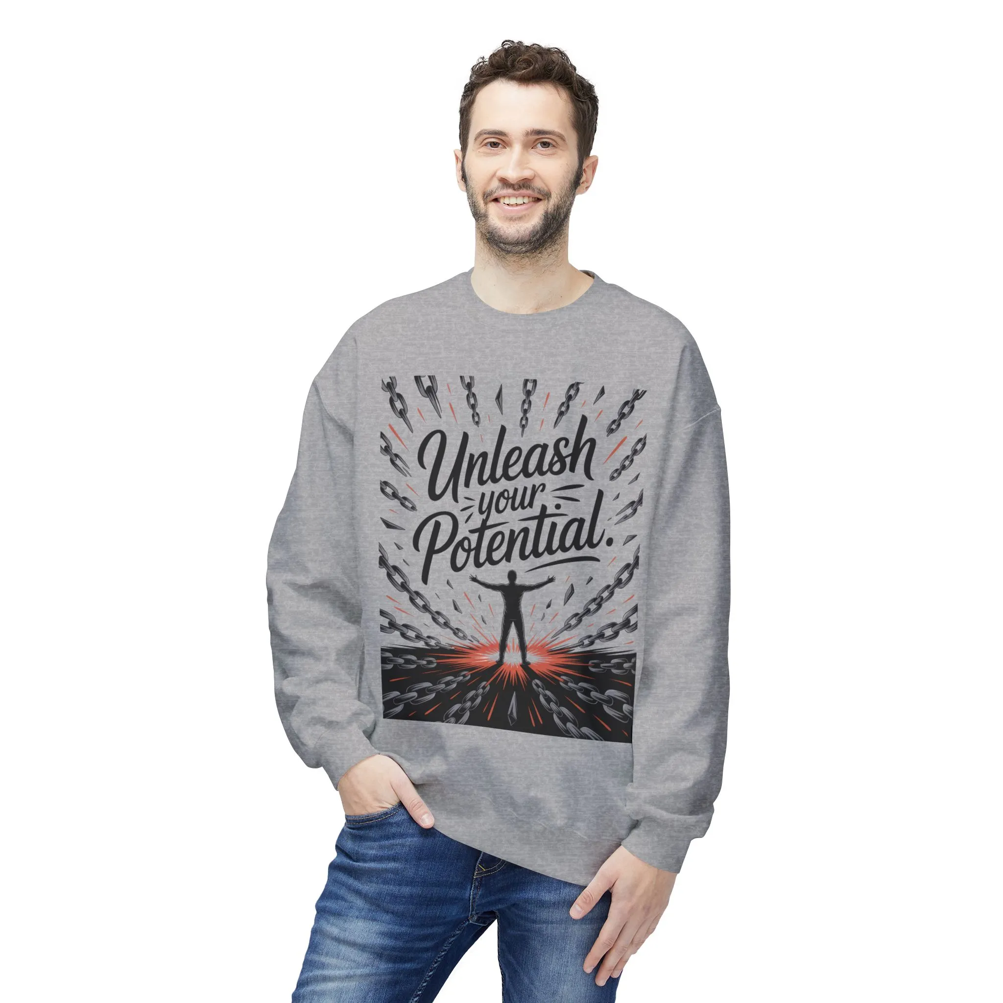Unleash Your Potential Men s Sweatshirt, Motivational Crewneck, Inspirational Gift For Men, Gift for Graduates, Personal Growth Apparel - Image 5