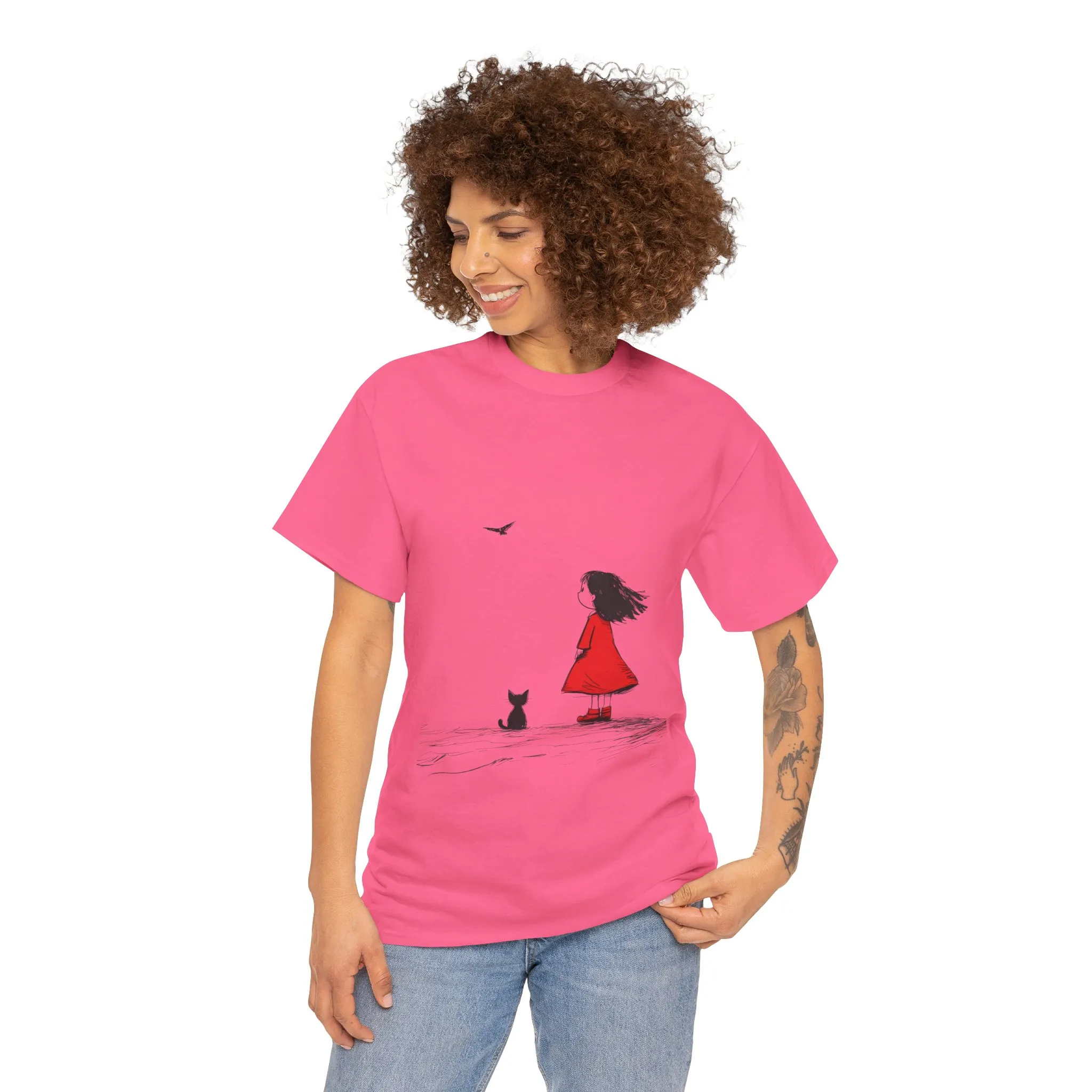 Cat Lover Tee, Cute Graphic T-Shirt, Cat & Girl Design, Gift for Cat Owners, Casual Stylish Unisex Cotton Shirt, Women's Cotton T-Shirt - Image 30