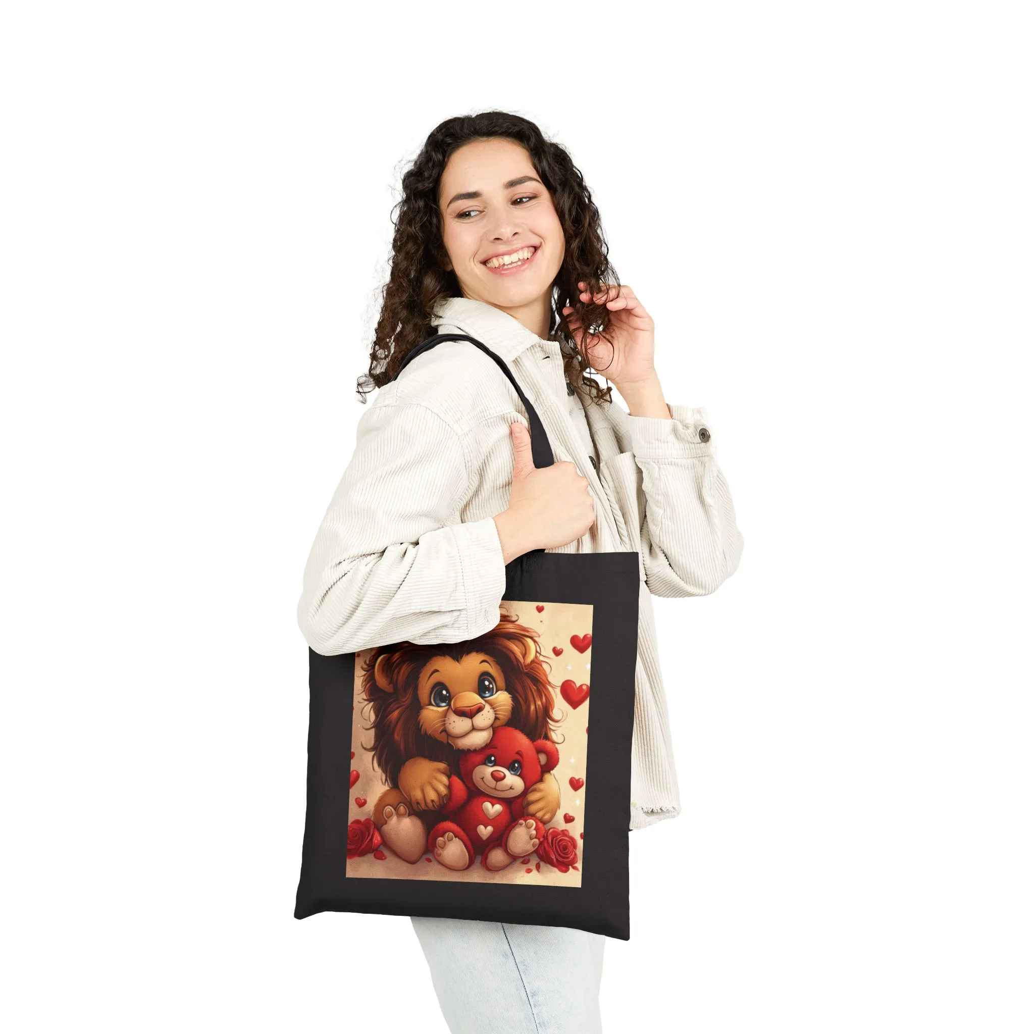 Adorable Lion & Teddy Bear Tote Bag, Cute Gift for Kids, Nursery Decor, Valentine's Day, Eco-Friendly Shopping Bag - Image 8