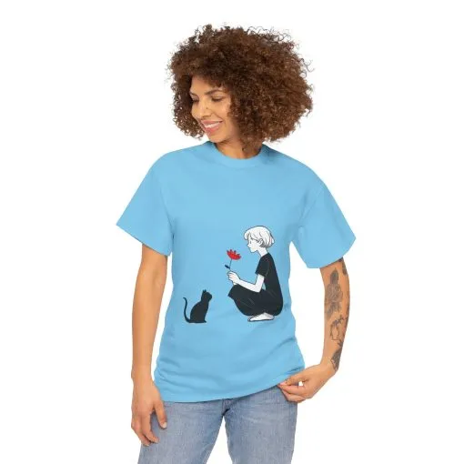 Cat Lover's Heavy Cotton Tee, Cute Cat Shirt, Pet Owner Gift, Animal Lover Apparel, Birthday Gift for Her, Women's Cotton T-Shirt, Cat Lover - Image 16