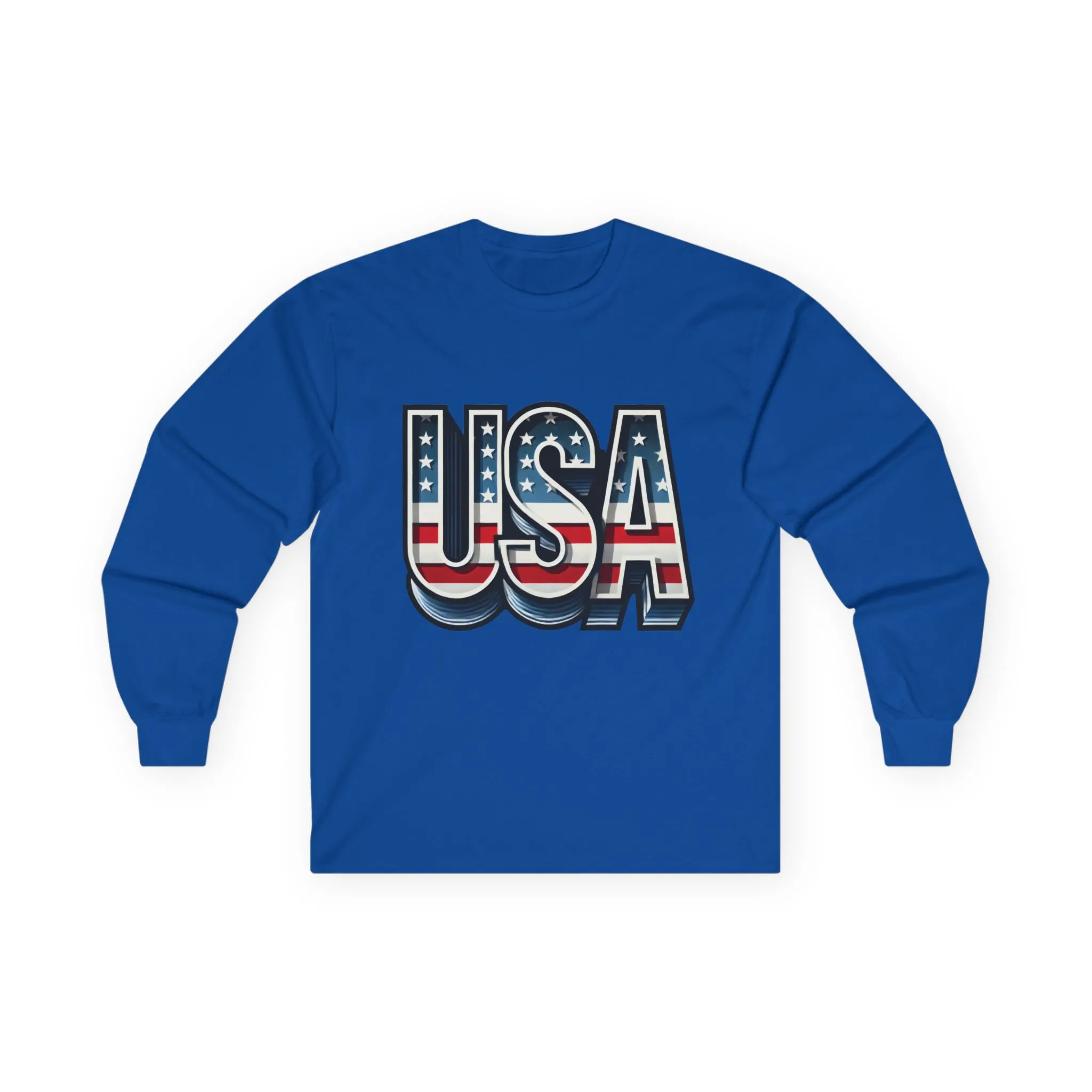 USA Graphic Long Sleeve Tee, Patriotic Shirt, Unisex Casual Wear, Independence Day Gift, Vintage Americana Apparel