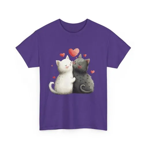 Cute Cat Love T-Shirt, Adorable Feline Couple Tee, Gift for Cat Lovers, Valentine's Day Shirt, Cozy Everyday Wear, Cat Mom T-Shirt - Image 26