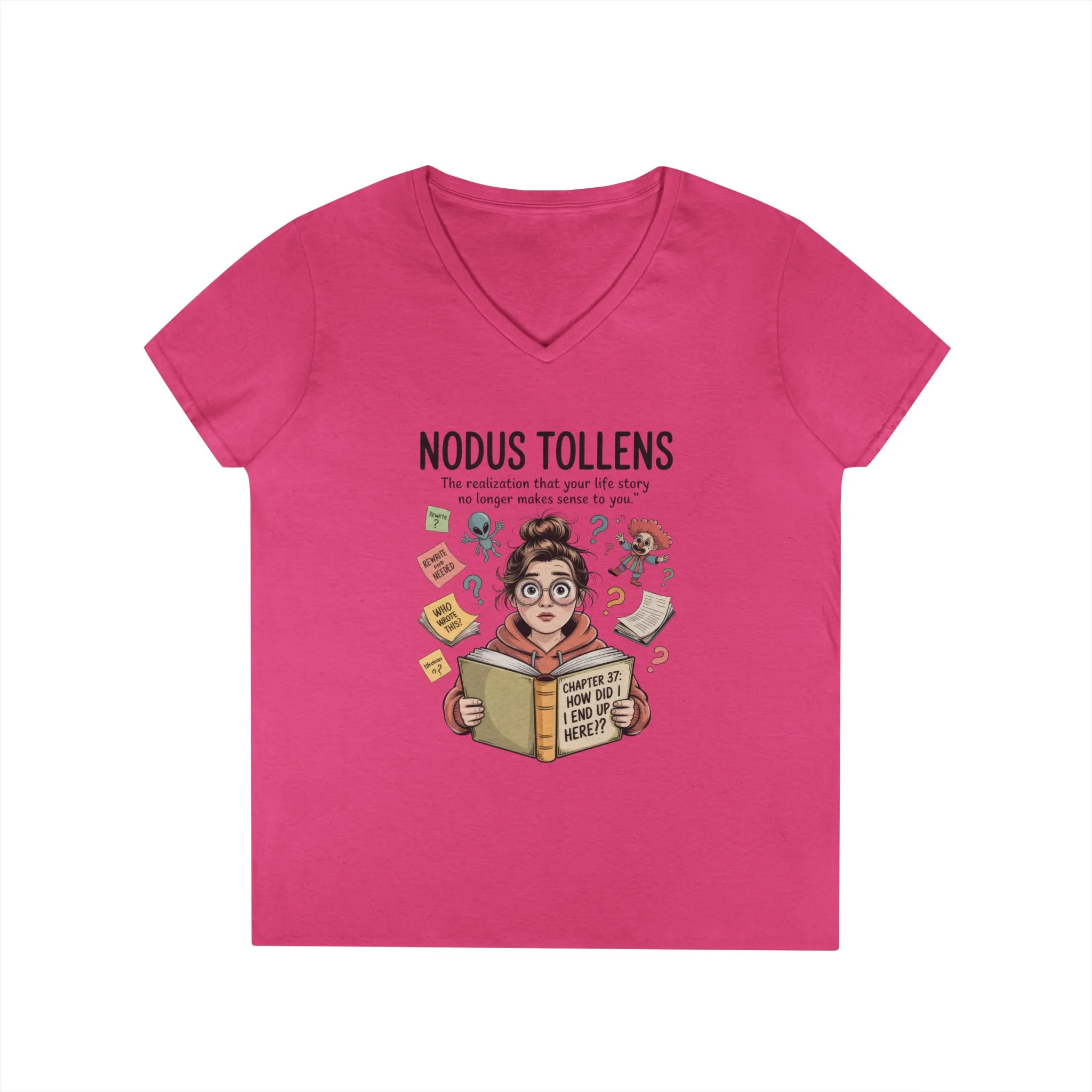Nodus Tollens V-Neck T-Shirt, Women's Heavy Cotton Shirt, Latin Words, Moods & Modes, Self-Awareness, Quirky Humor Shirt - Image 16