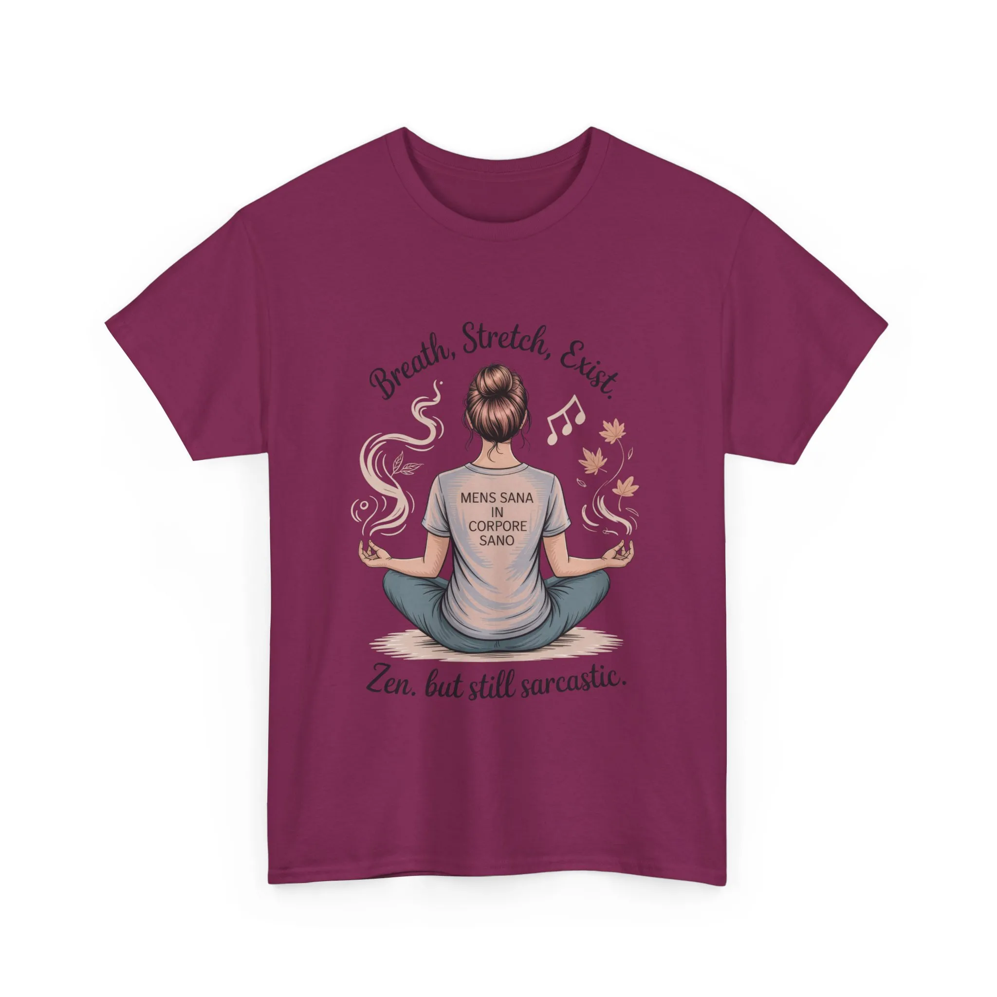 Zen Sarcasm Women s Heavy Cotton Tee, Breath Stretch Exist Shirt, Gift for Yoga Lovers, Relaxation Tee, Funny Meditation Top, Relaxation Tee - Image 30