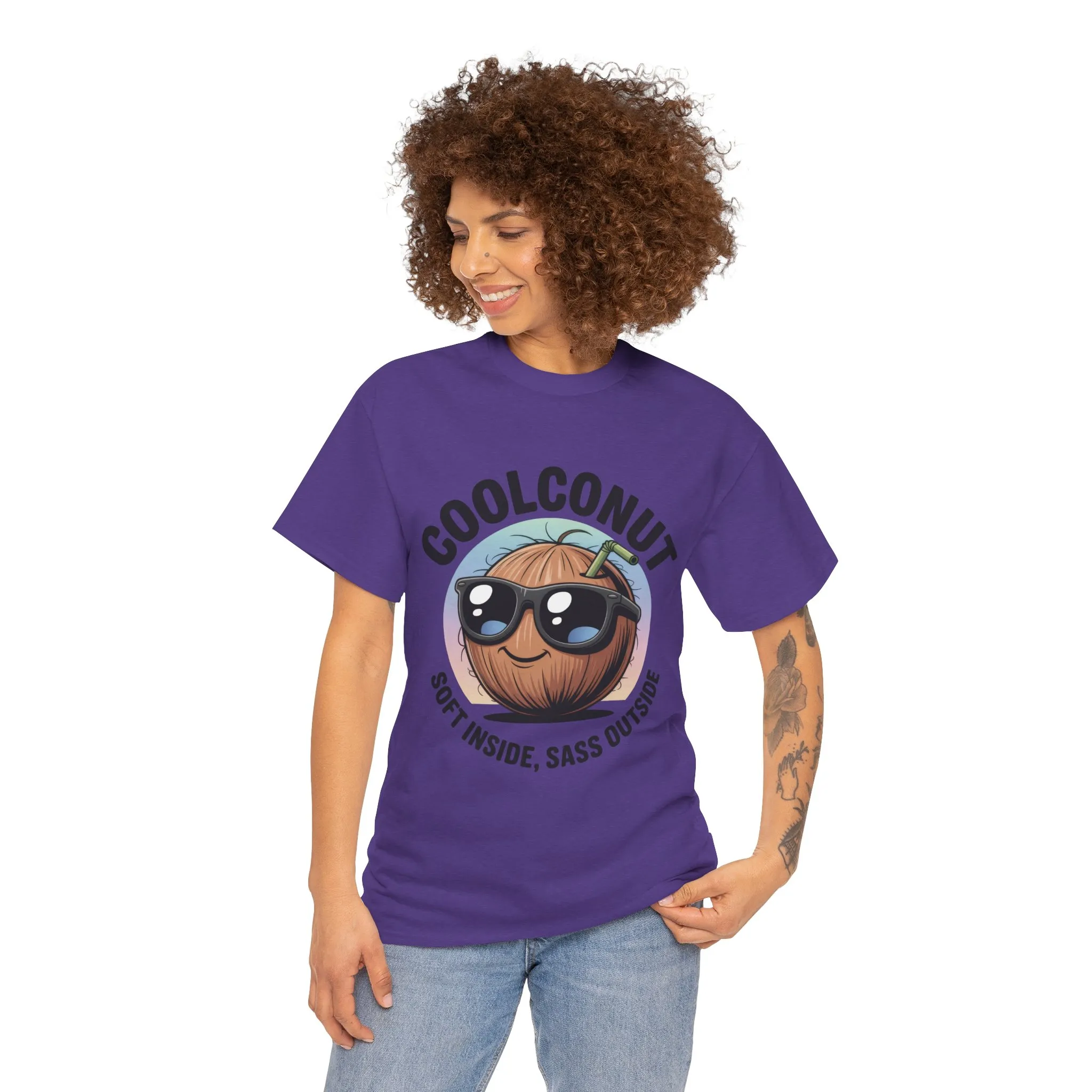 Coolconut Women's Heavy Cotton Tee, Fun Casual Shirt, Gift for Coconut Lovers, Summer Vibes Tee, Soft Inside Sass Outside Shirt - Image 13