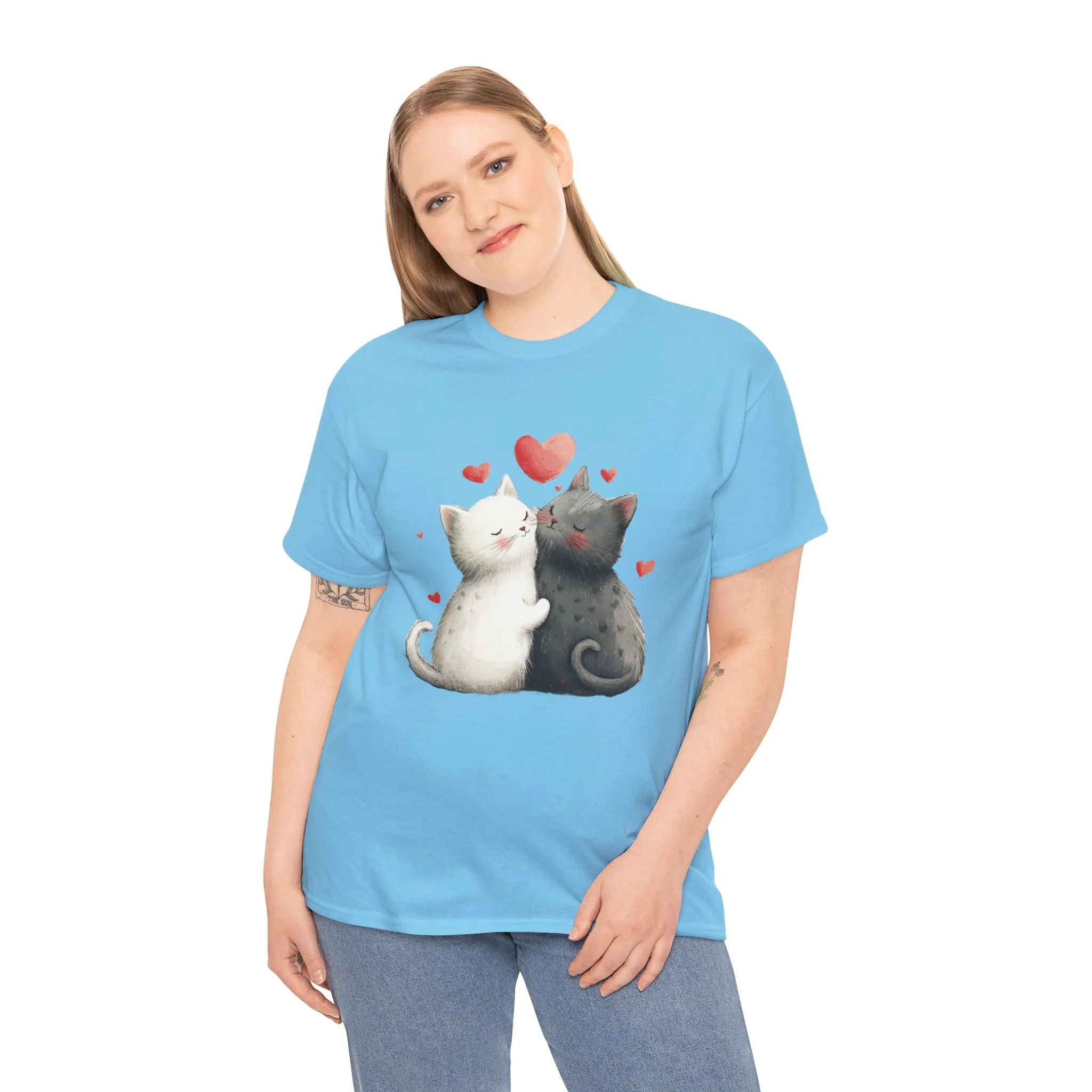 Cute Cat Love T-Shirt, Adorable Feline Couple Tee, Gift for Cat Lovers, Valentine's Day Shirt, Cozy Everyday Wear, Cat Mom T-Shirt - Image 14