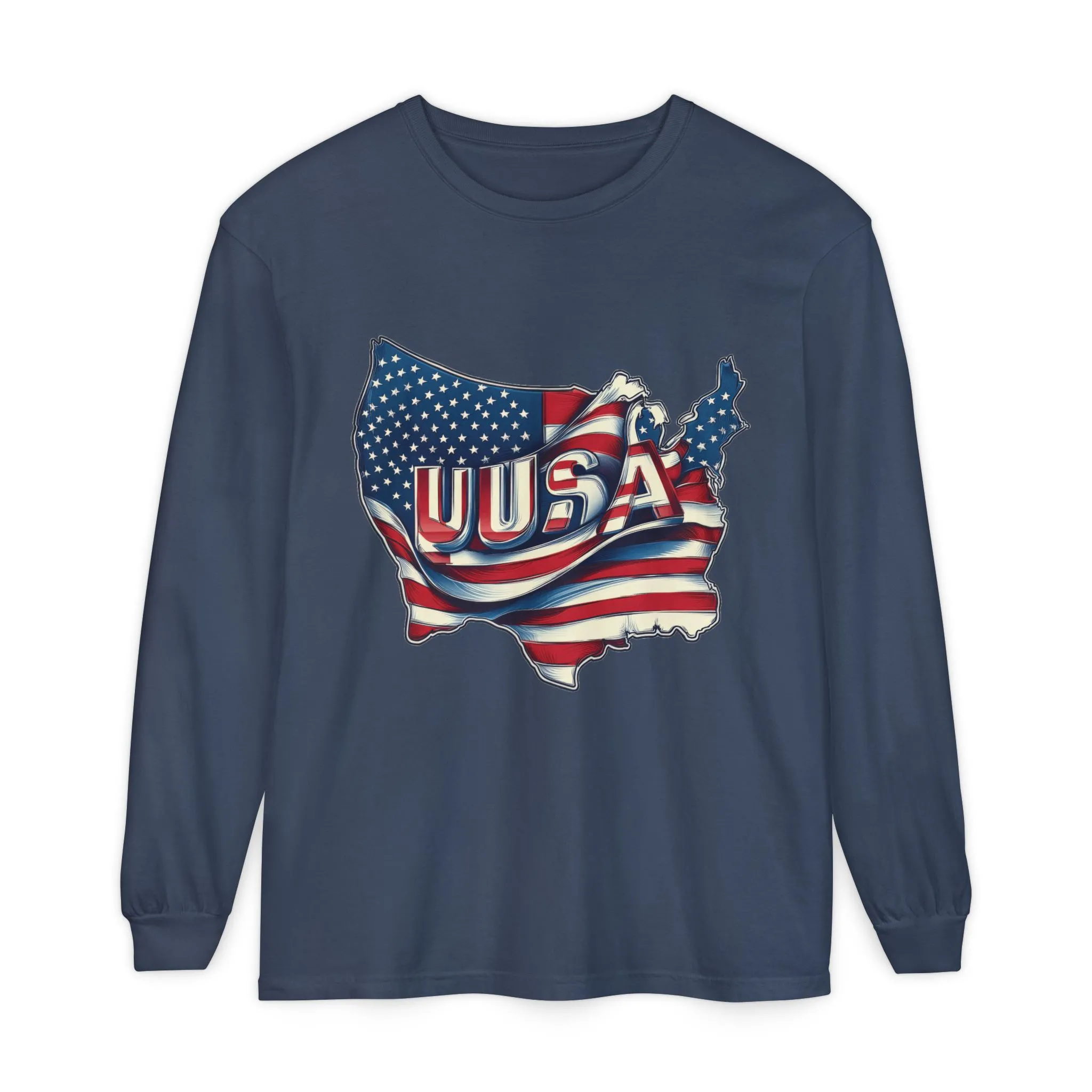 USA Flag Long Sleeve Tee, Unisex Garment-Dyed Shirt, Patriotic Top, All-American Apparel, Independence Day Style, Comfortable Casual Wear - Image 19