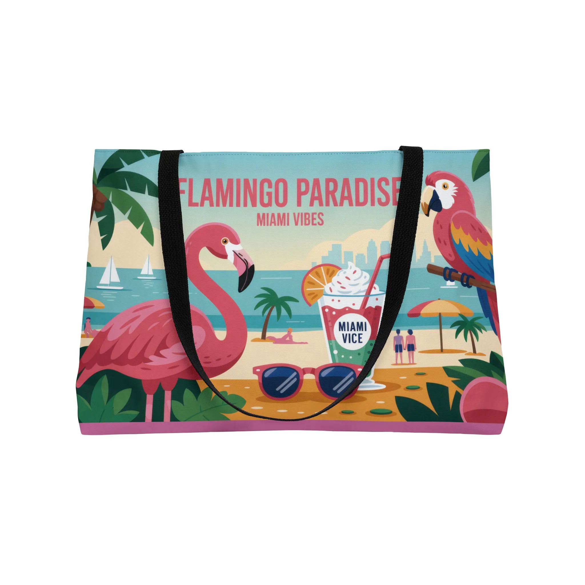 Vibrant Flamingo Paradise Weekender Tote Bag, Beach Bag, Travel Tote, Vacation Accessories, Summer Gift, Tropical Bag - Image 5