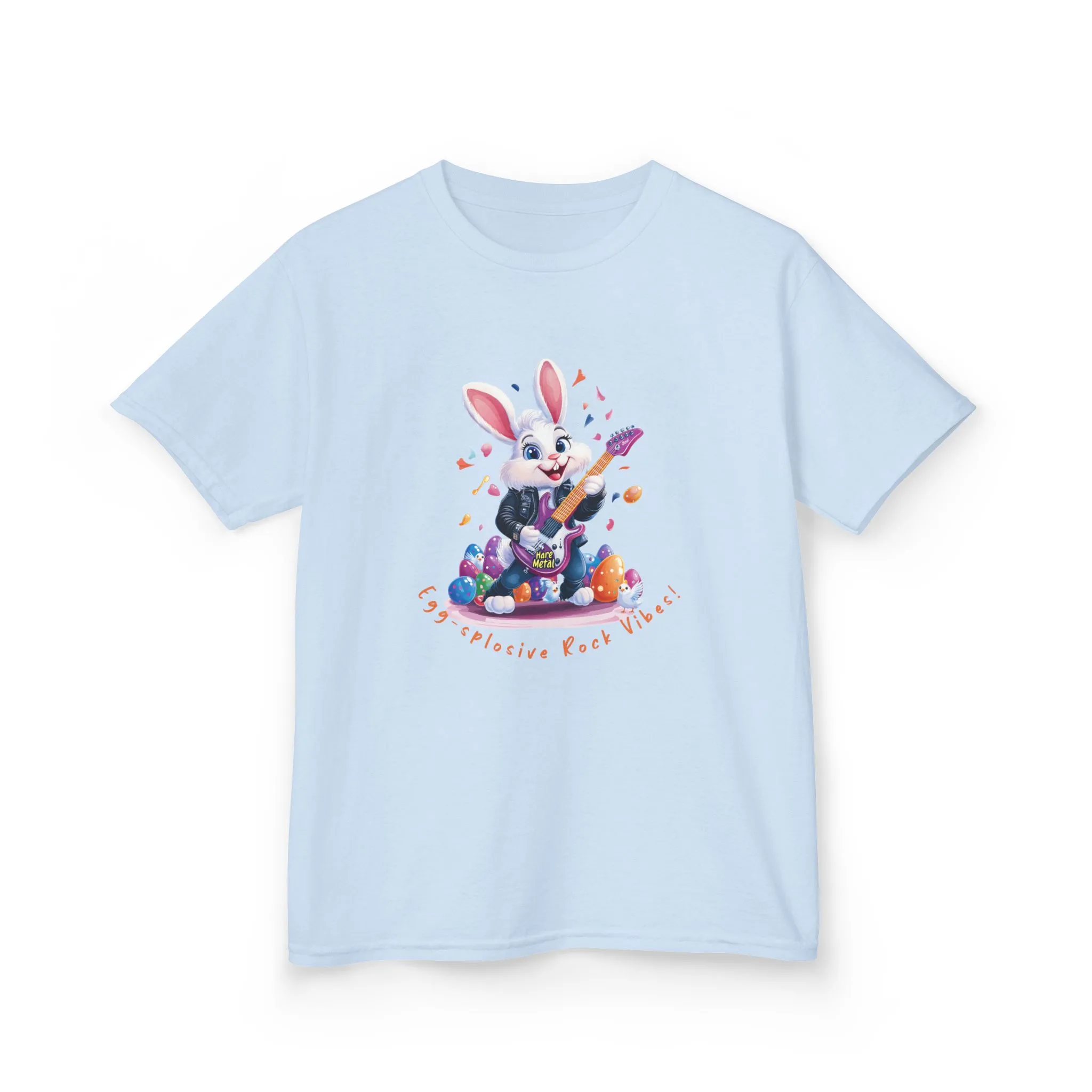 Explosive Rock Vibes Kids Tee - Fun Bunny Graphic T-Shirt for Young Rockstars, Gift for Easter, Rock Star Easter Bunny - Image 12