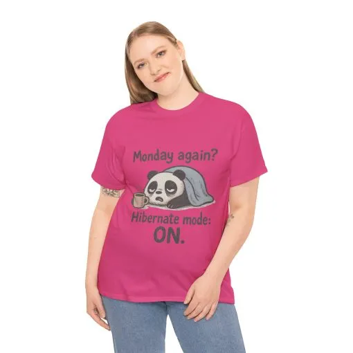 Funny Panda Hibernate Tee, Cute Animal Shirt, Unisex Cotton Tee, Gift for Lazy Days, Monday Motivation T-shirt - Image 26