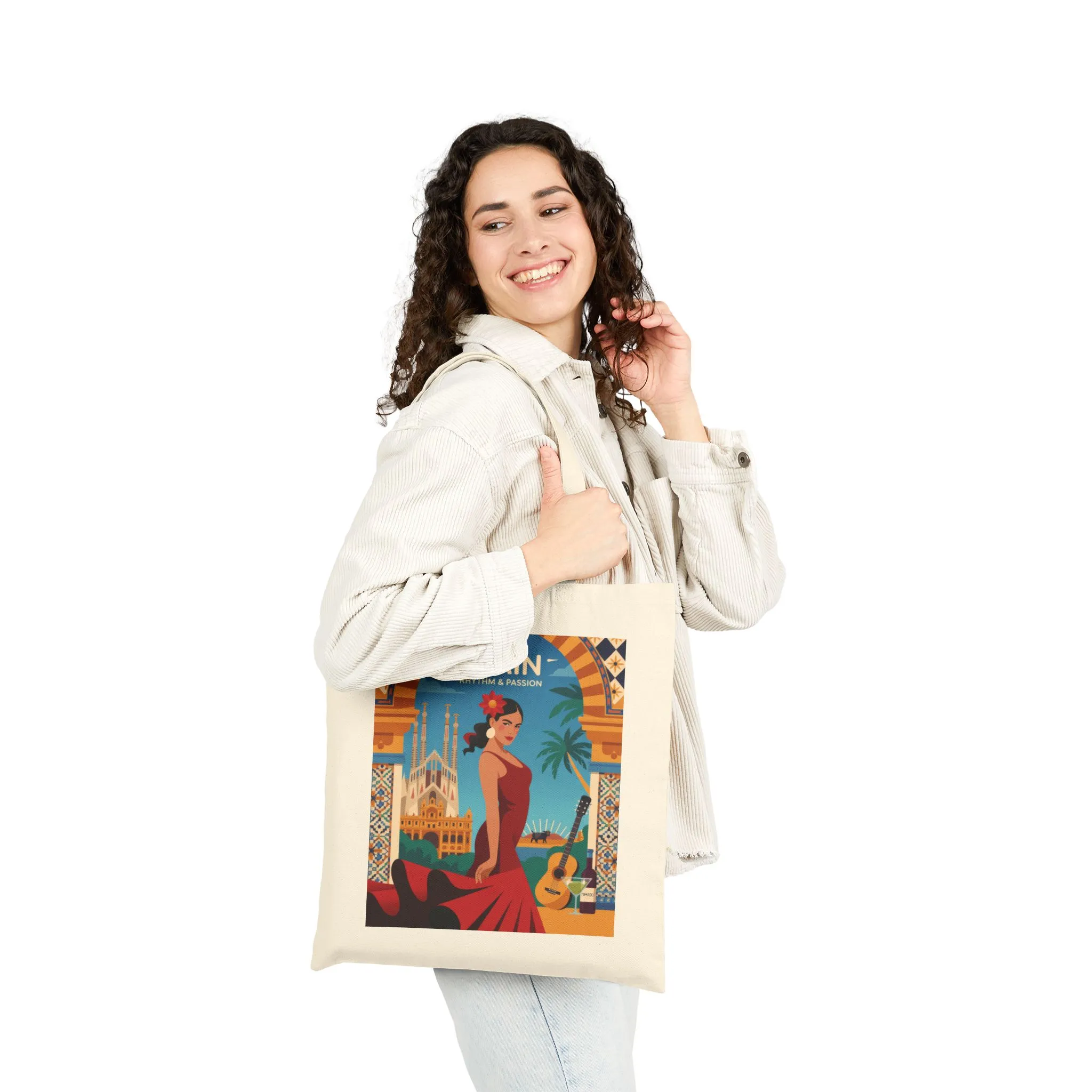 Spanish Rhythm Canvas Tote Bag, Eco-Friendly Shopper, Travel Essentials, Gift for Travelers, Sustainable Fashion - Image 2