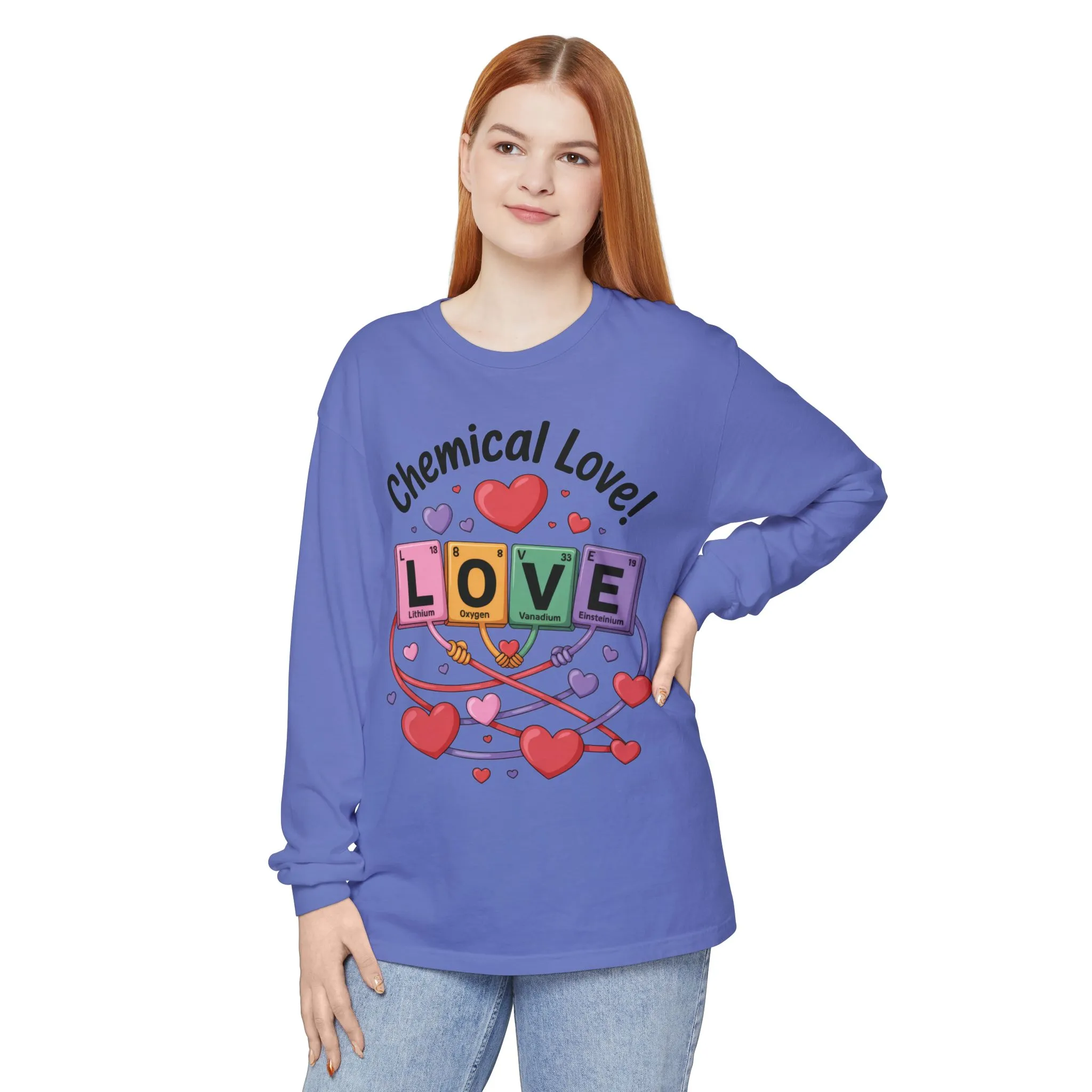 Chemical Love Long Sleeve T-Shirt Women's, Perfect Gift for Science Lovers, Valentine's Day, Chemistry Enthusiasts, Casual Wear, Cute - Image 6