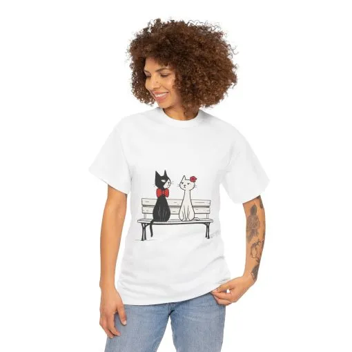 Cute Cat Lovers Tee, Unisex Heavy Cotton Tee for Pet Owners, Funny Cat Shirt, Gift for Cat Lovers, Casual T-Shirt, Animal Art Tee - Image 4