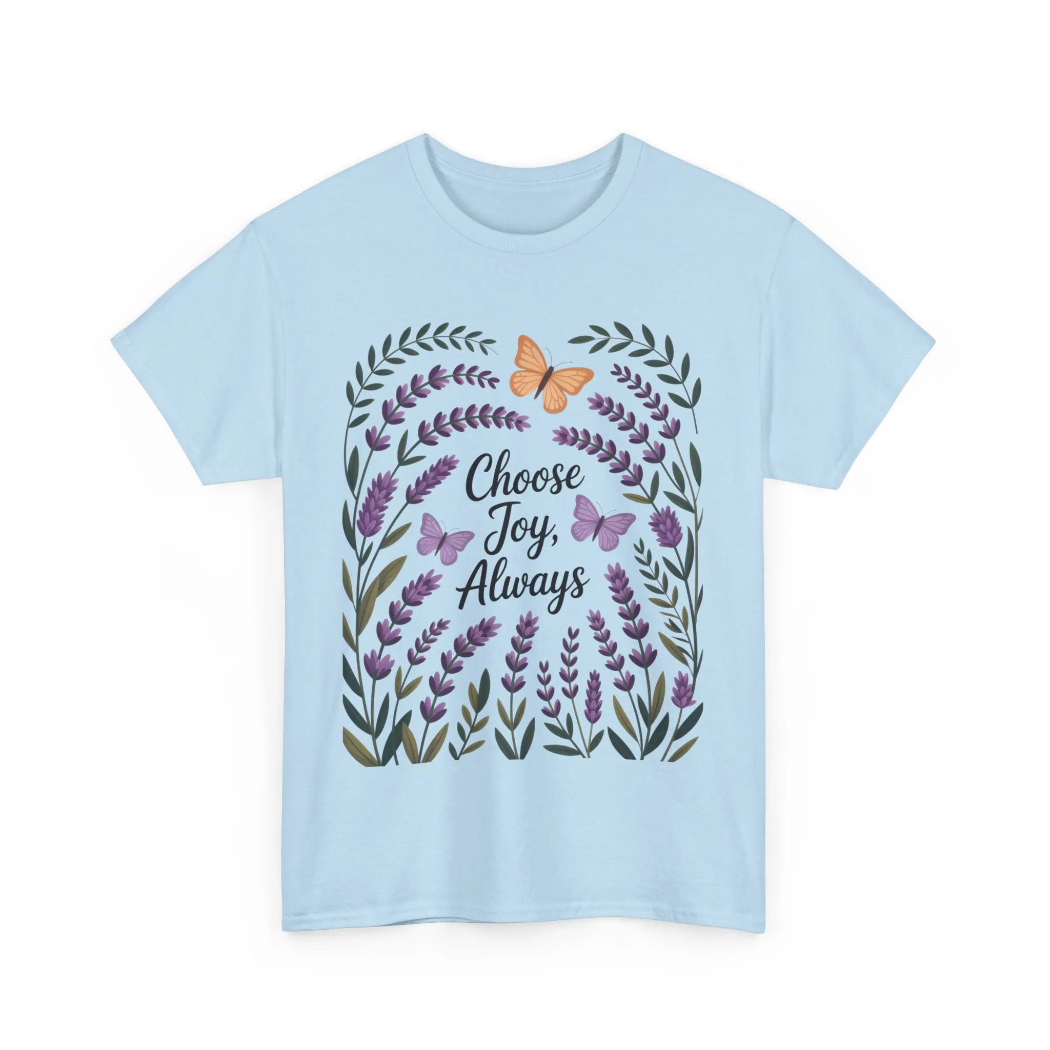 Choose Joy Always Women's Tee, Floral Graphic T-Shirt, Inspirational Gifts, Positive Vibes Apparel, Nature Lover's Gift, Lavender Printed - Image 24