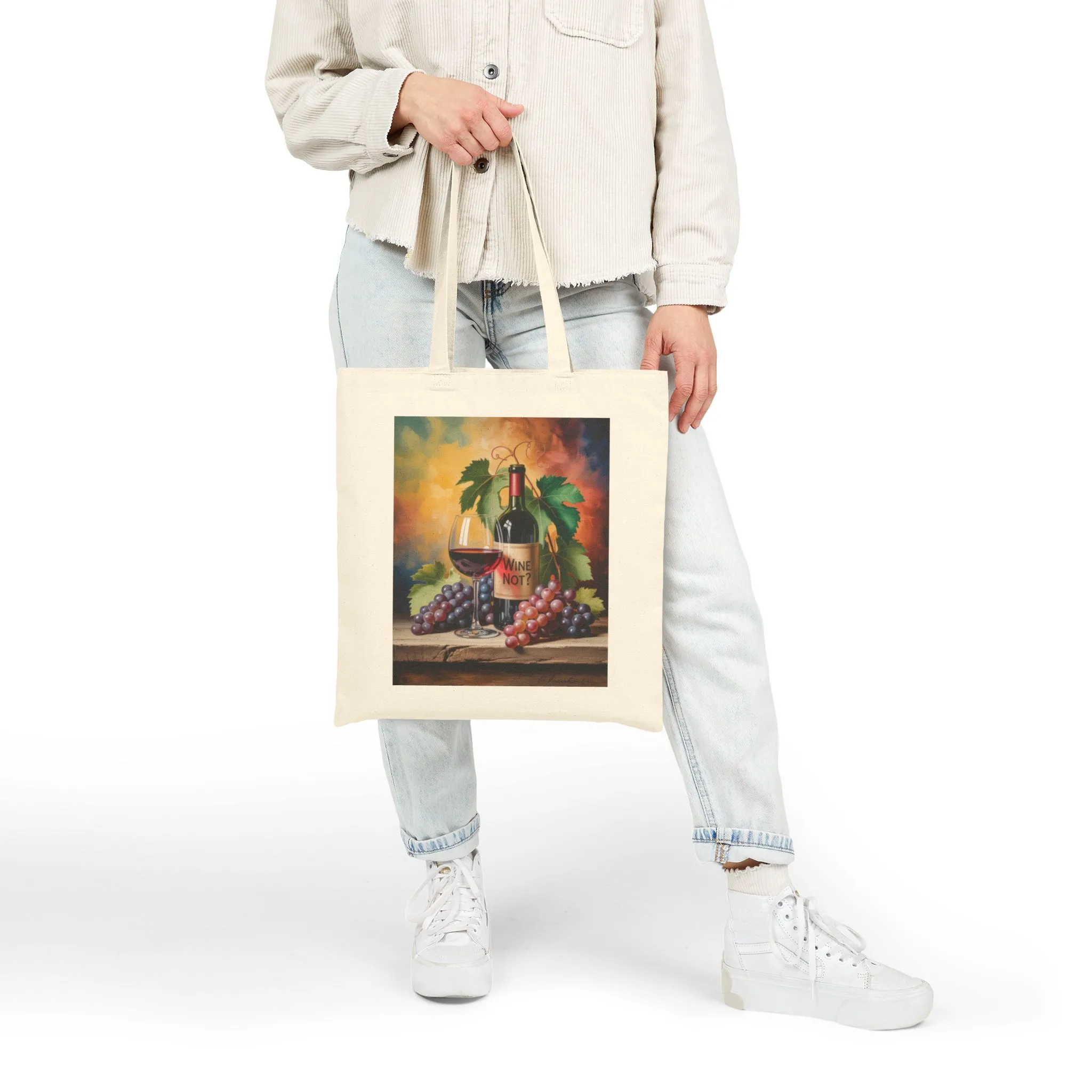 Wine Not Canvas Tote Bag, Eco-Friendly Grocery Bag, Wine Lover Gift, Reusable Shopping Tote, Vintage Art Design, Perfect for Every Occasion - Image 8