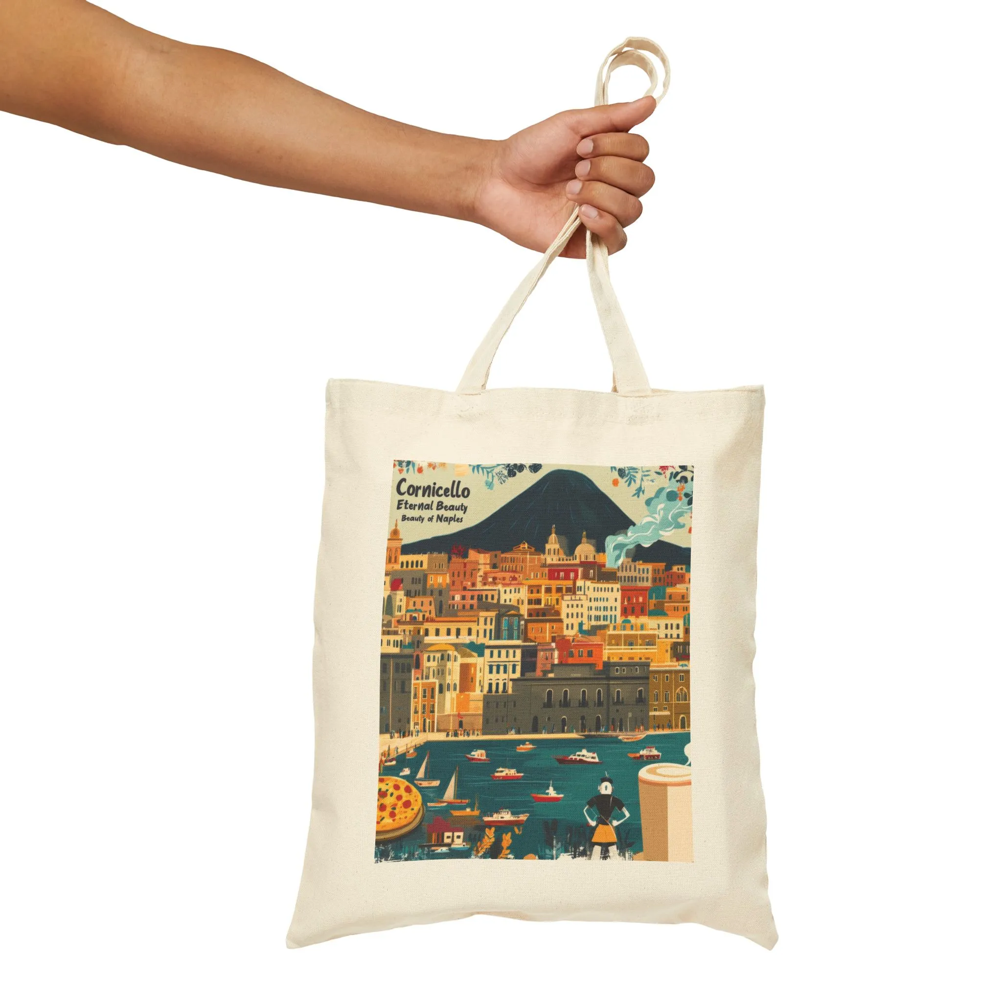 Vintage Italian Landscape Cotton Canvas Tote Bag, Eco-Friendly Bag, Beach Tote, Gift for Travelers, Summer Outing Bag, Shopping Bag - Image 5