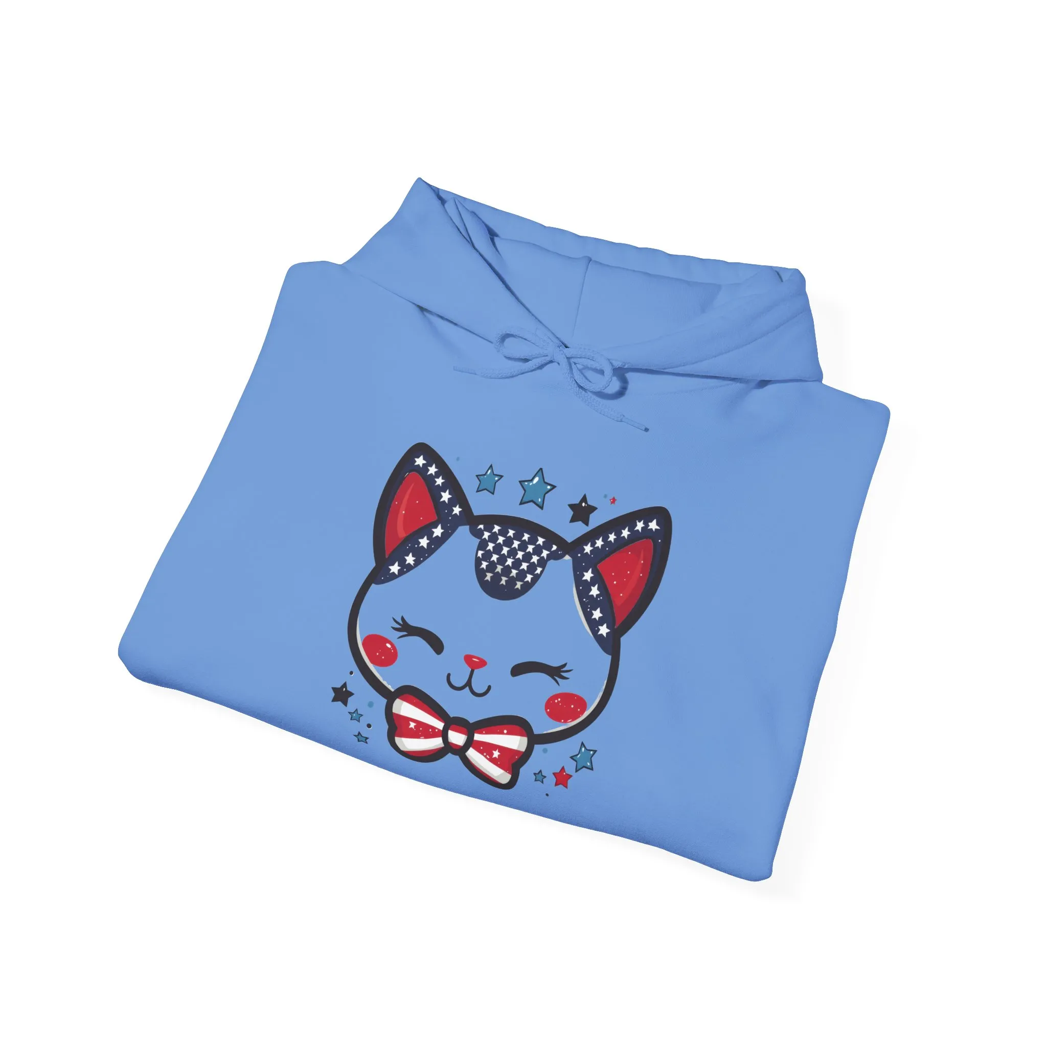 Cute Patriotic Cat -Themed Women's Hoodie, for Cat Lovers, Cute Gift for Pet Owners, Cozy Sweatshirt for All Seasons, Fourth of July Hoodie - Image 18