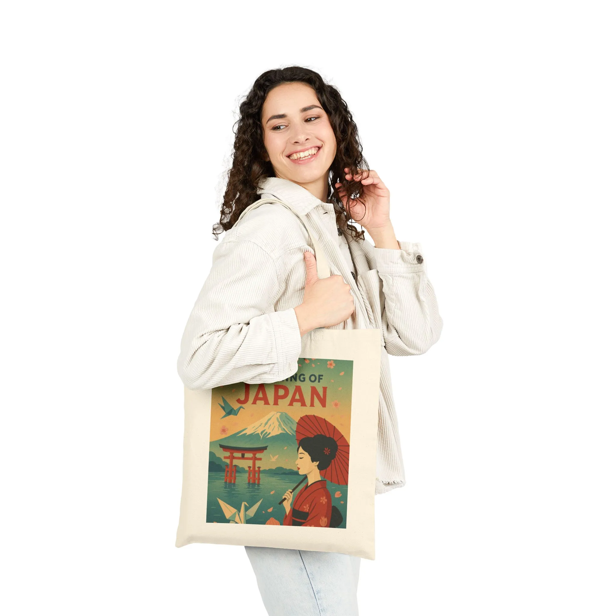 Dreaming of Japan Canvas Tote Bag, Eco-friendly Bag, Travel Tote, Gift for Travelers, Japanese Art Bag, Floral Design Bag - Image 2