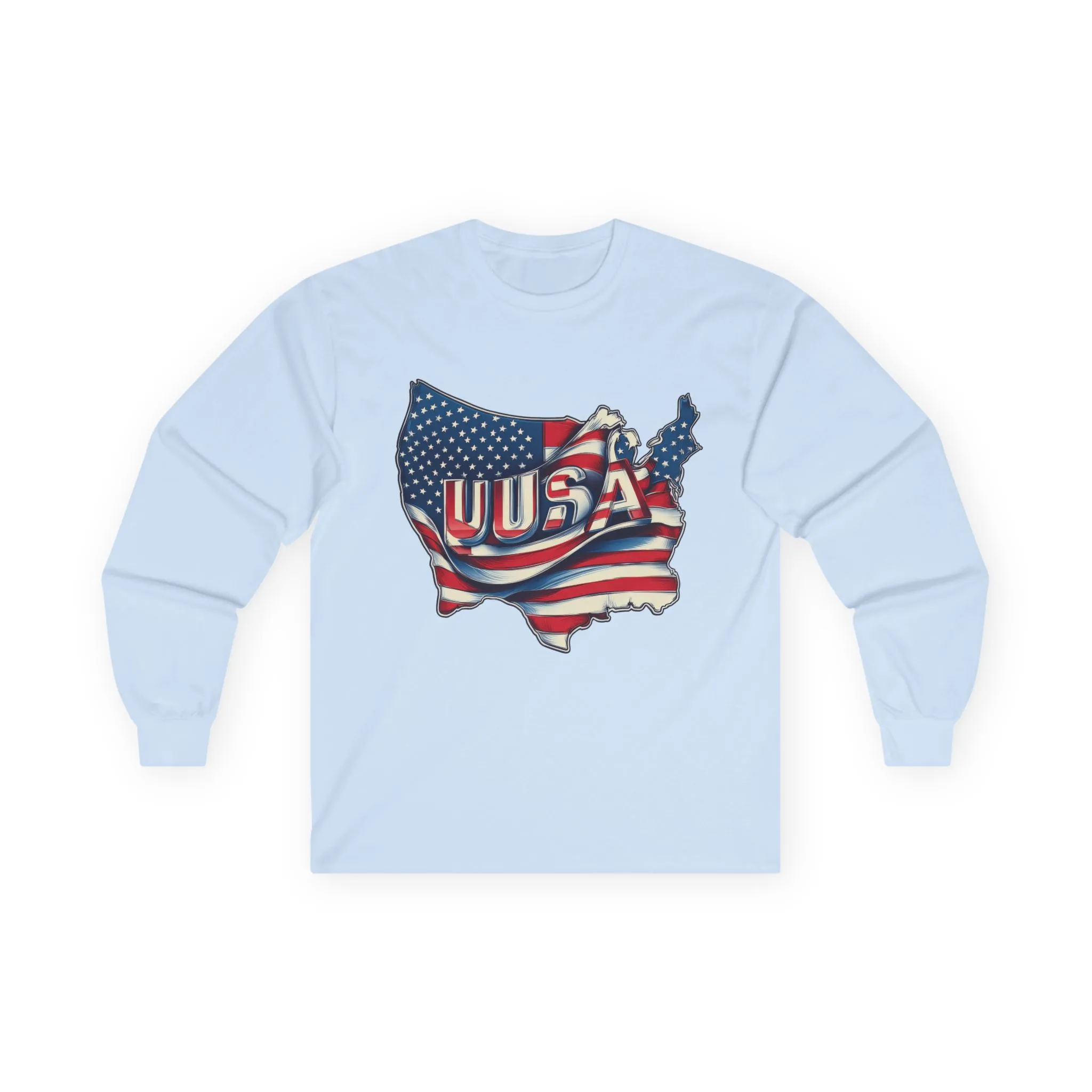 Patriotic Long Sleeve Tee, USA Flag Design, Unisex Cotton Shirt, Perfect for Independence Day, Gifts for Americans, Casual Wear - Image 10