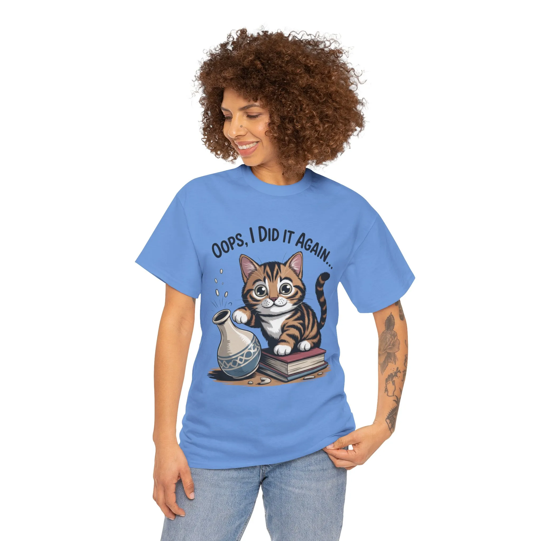 Playful Cat Women's Tee, Funny Oops I Did It Again Design, Cat Lover Gift, Casual Wear, Birthday Gift, Pet Lover Tee, Women's Gift - Image 2