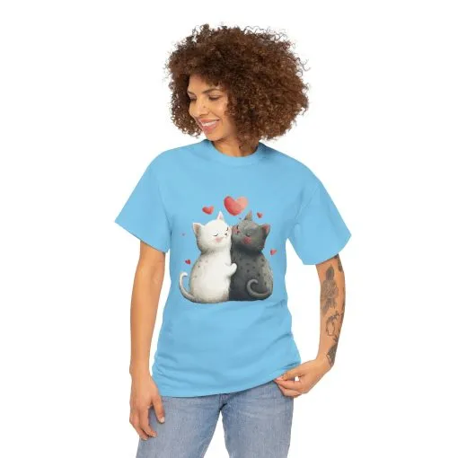 Cute Cat Love T-Shirt, Adorable Feline Couple Tee, Gift for Cat Lovers, Valentine's Day Shirt, Cozy Everyday Wear, Cat Mom T-Shirt - Image 13