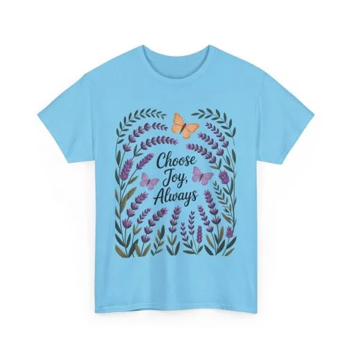 Choose Joy Always Women's Tee, Floral Graphic T-Shirt, Inspirational Gifts, Positive Vibes Apparel, Nature Lover's Gift, Lavender Printed - Image 21