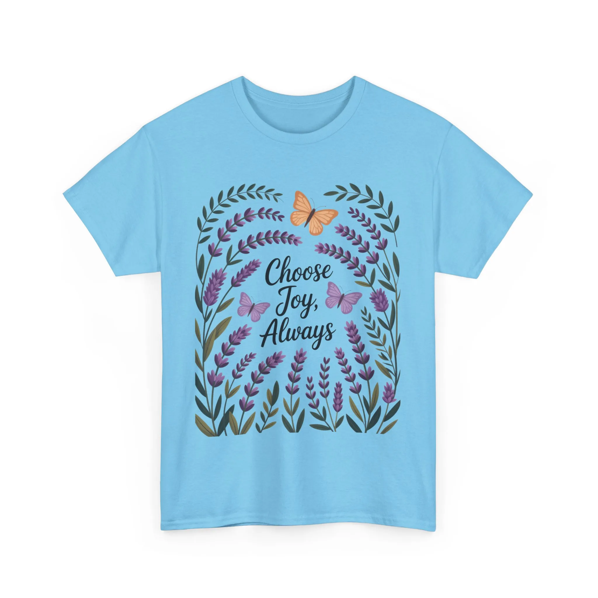 Choose Joy Always Women's Tee, Floral Graphic T-Shirt, Inspirational Gifts, Positive Vibes Apparel, Nature Lover's Gift, Lavender Printed - Image 21