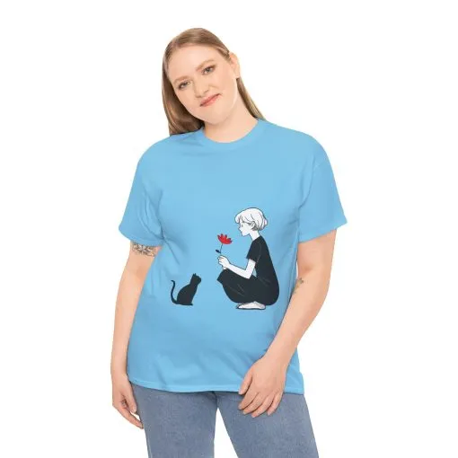 Cat Lover's Heavy Cotton Tee, Cute Cat Shirt, Pet Owner Gift, Animal Lover Apparel, Birthday Gift for Her, Women's Cotton T-Shirt, Cat Lover - Image 17