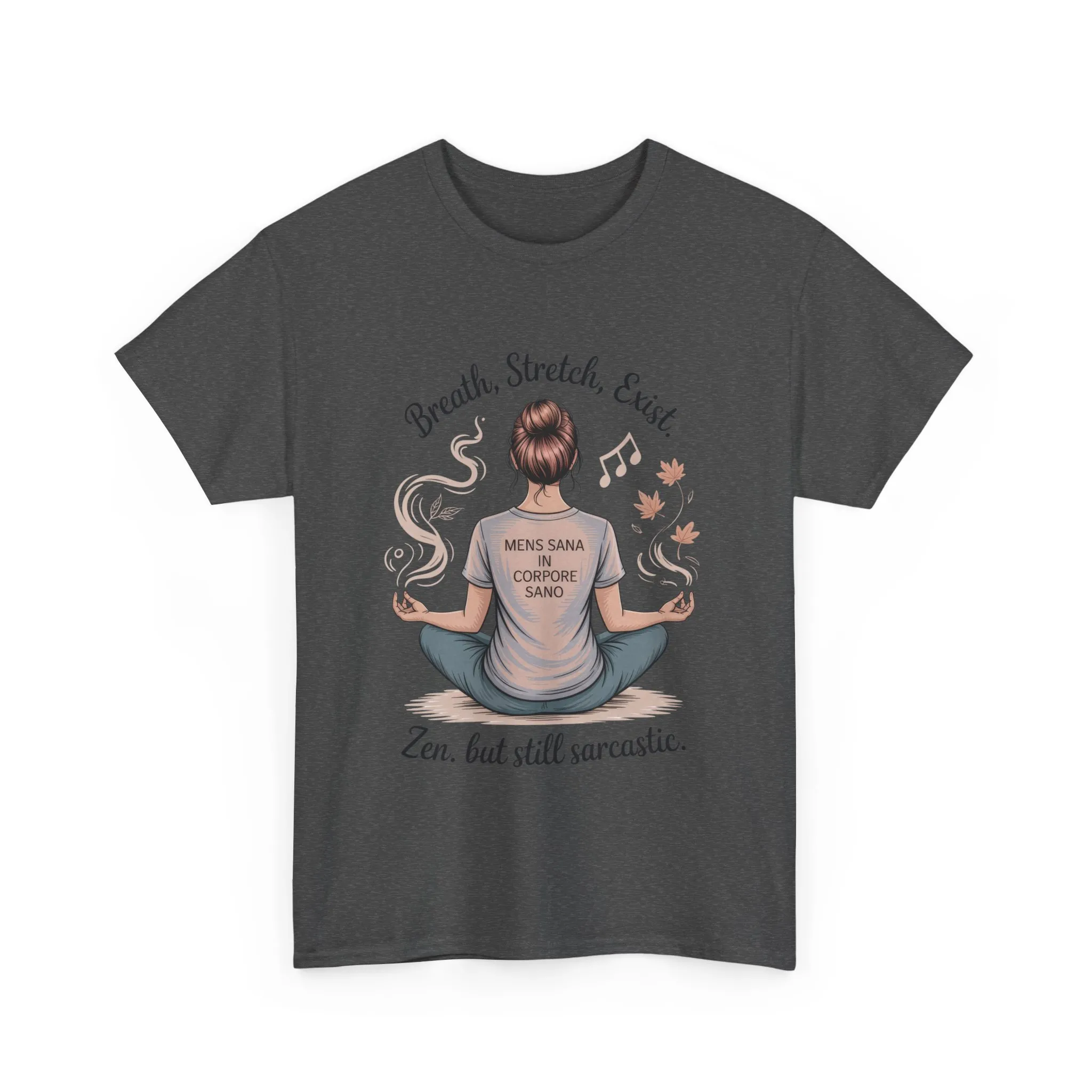 Zen Sarcasm Women s Heavy Cotton Tee, Breath Stretch Exist Shirt, Gift for Yoga Lovers, Relaxation Tee, Funny Meditation Top, Relaxation Tee - Image 15