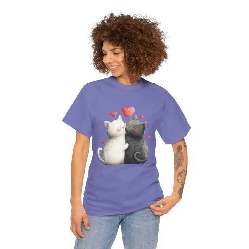 Cute Cat Love T-Shirt, Adorable Feline Couple Tee, Gift for Cat Lovers, Valentine's Day Shirt, Cozy Everyday Wear, Cat Mom T-Shirt - Image 22