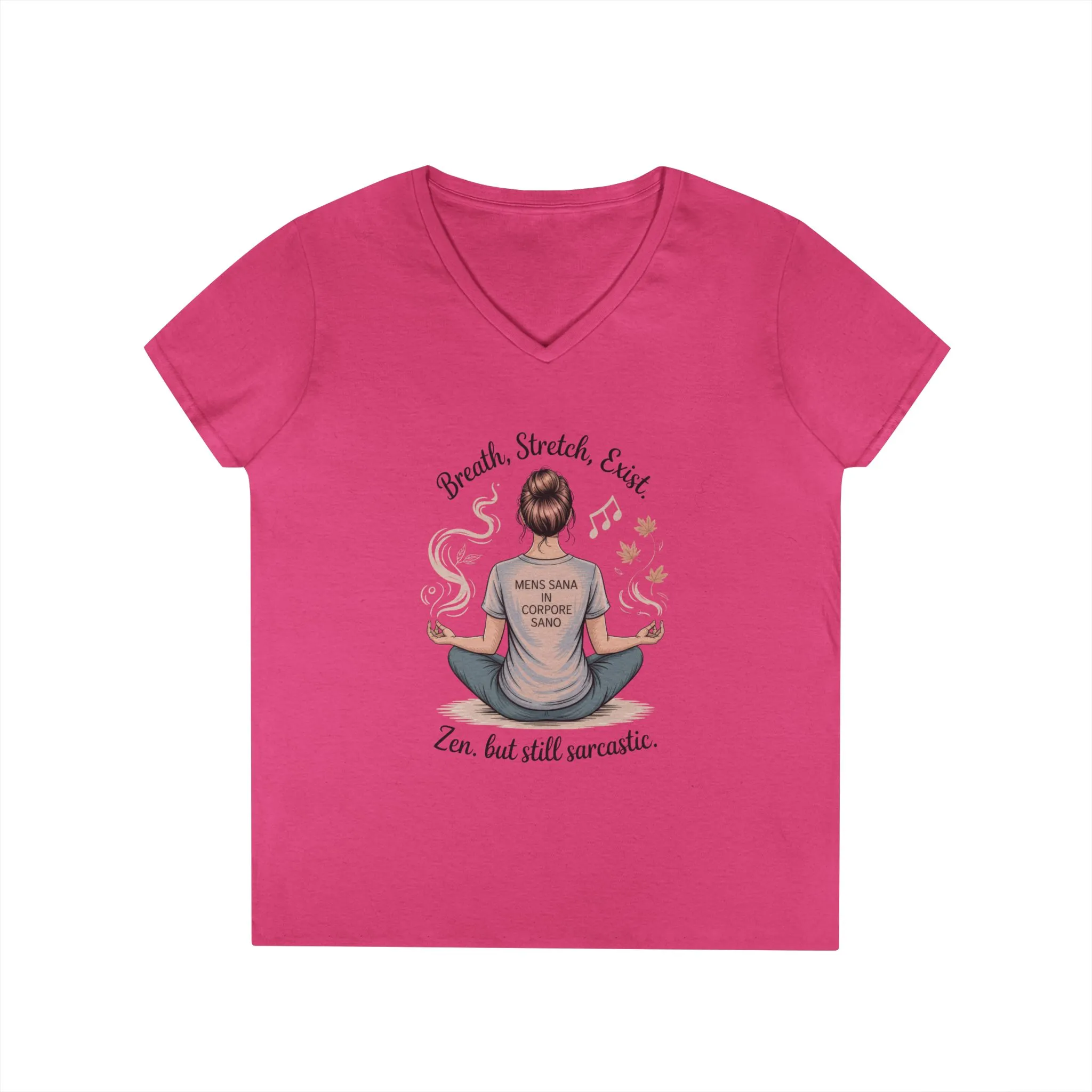 Zen but Still Sarcastic Ladies V-Neck T-Shirt, Perfect for Yoga, Casual Wear, Mindfulness, Gift Yoga Lovers, Funny Meditation Top - Image 15