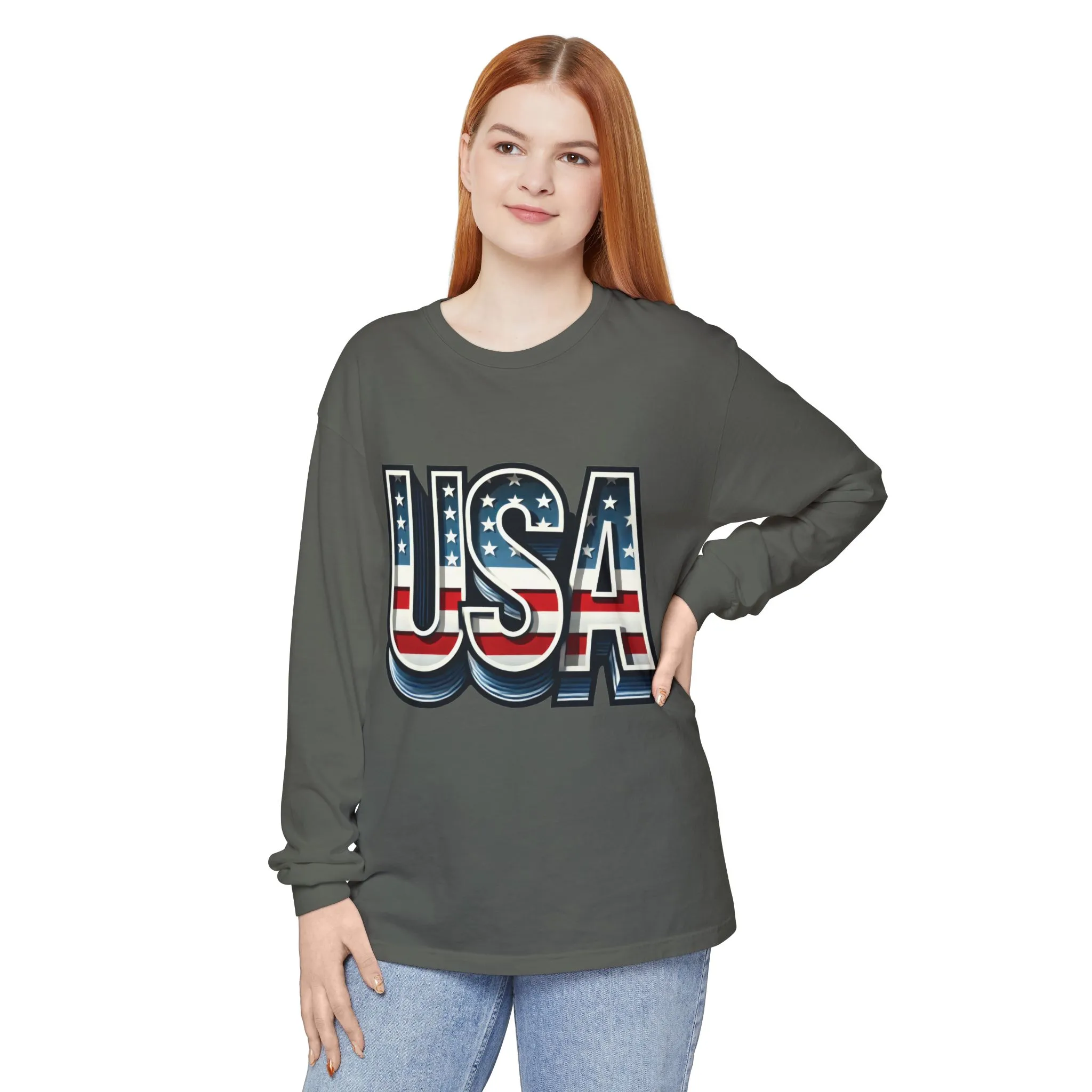 Patriotic Long Sleeve Unisex T-Shirt, USA Design, Unisex Tee for Independence Day, Memorial Day, Family Celebrations, Casual Wear - Image 6