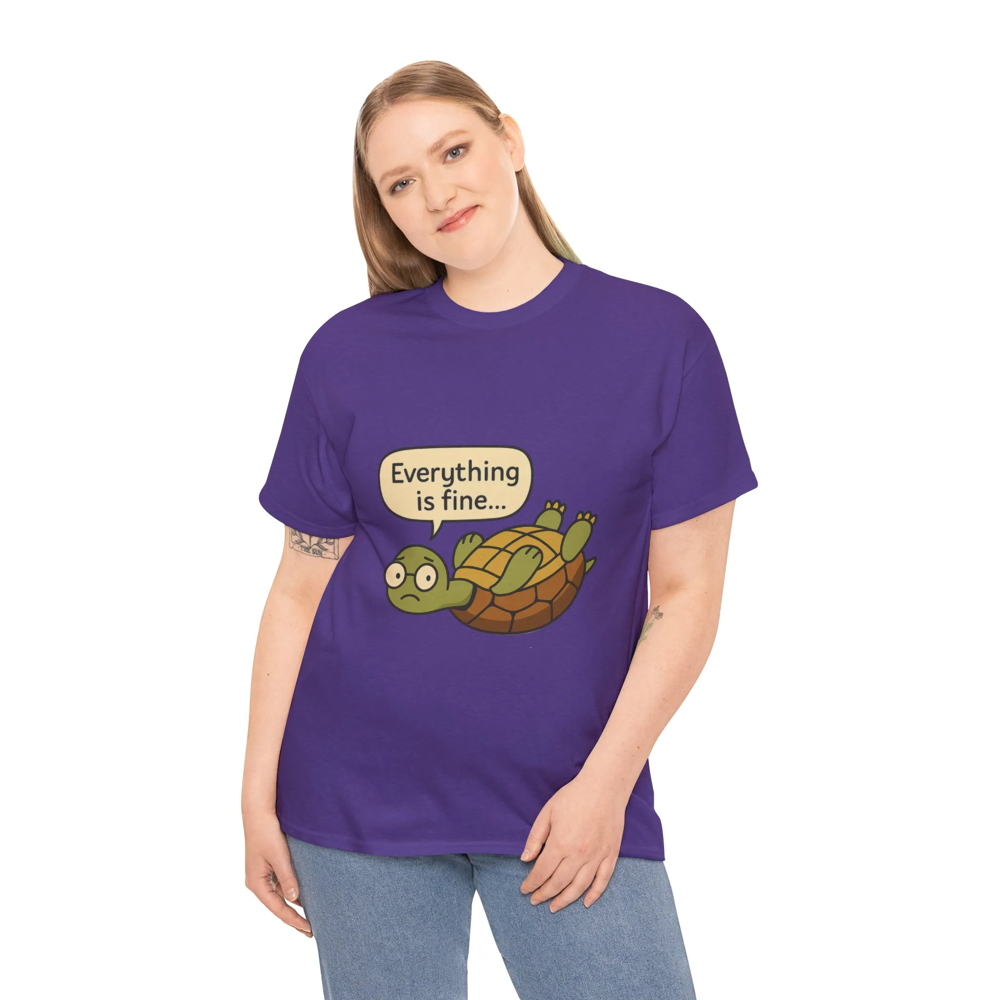 Everything is Fine Turtle Tee, Funny Unisex Cotton Tee, Cute Animal Shirt, Gift for Nature Lovers, Great for Humor, Positive message t-shirt - Image 34