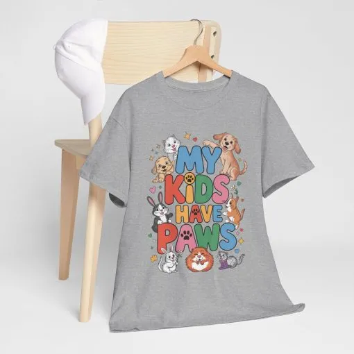 My Kids Have Paws Shirt, Cute Pet Mom Tee, Dog Cat Bunny Lover Gift, Funny Animal Parent T-Shirt, Gift for Pet Parents, Cute Pet T-Shirt - Image 4
