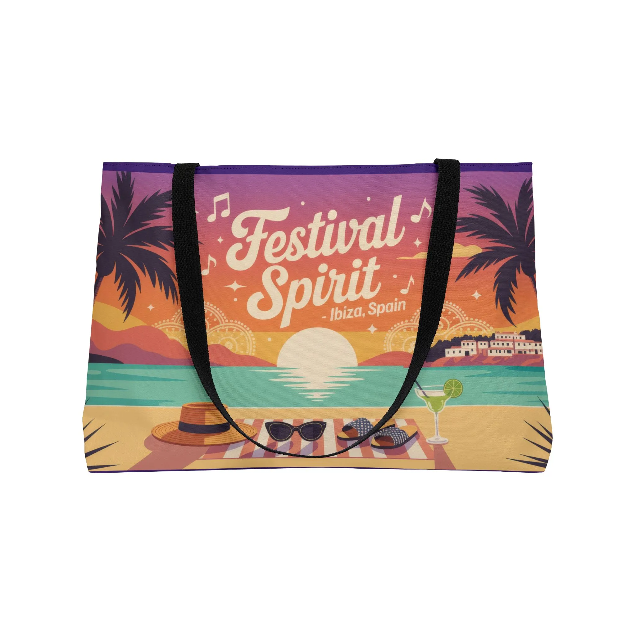 Festival Spirit Weekender Tote Bag, Beach Bag, Travel Tote, Summer Getaway, Vacation Essentials, Ibiza, Spain themed beach bag - Image 6