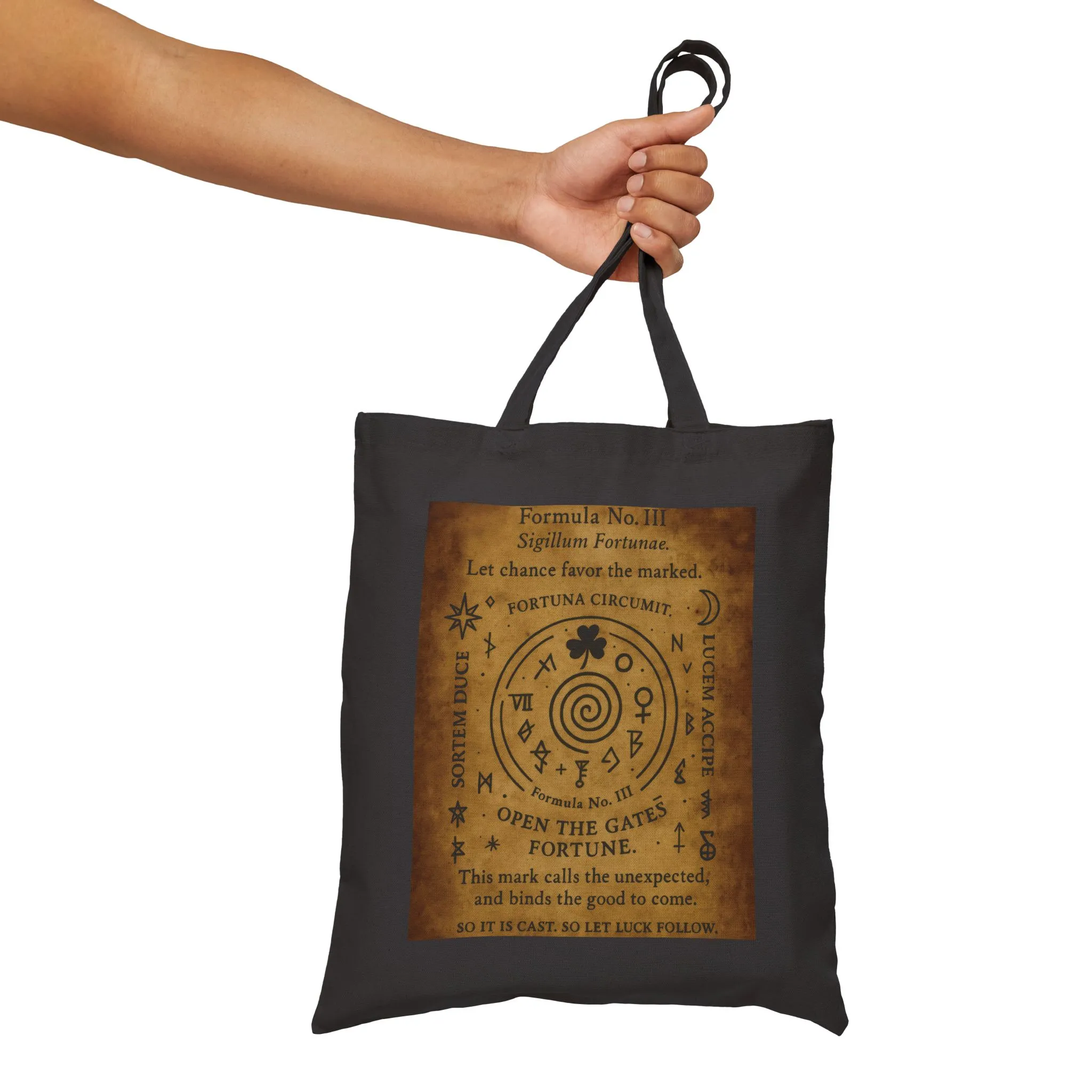 Sigil of Fortune Tote Bag, Lucky Charm Spell Symbol, Occult Spiral Design, Witchy Canvas Bag, Mystic Luck Amulet Art, Boho Bag - Image 13