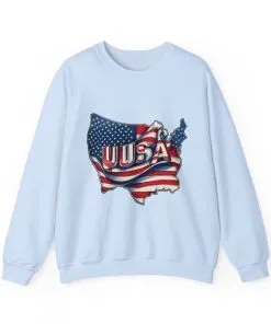 Patriotic USA Crewneck Sweatshirt, Unisex Sweatshirt, American Flag Apparel, Casual Comfort, Great for Independence Day and Holidays