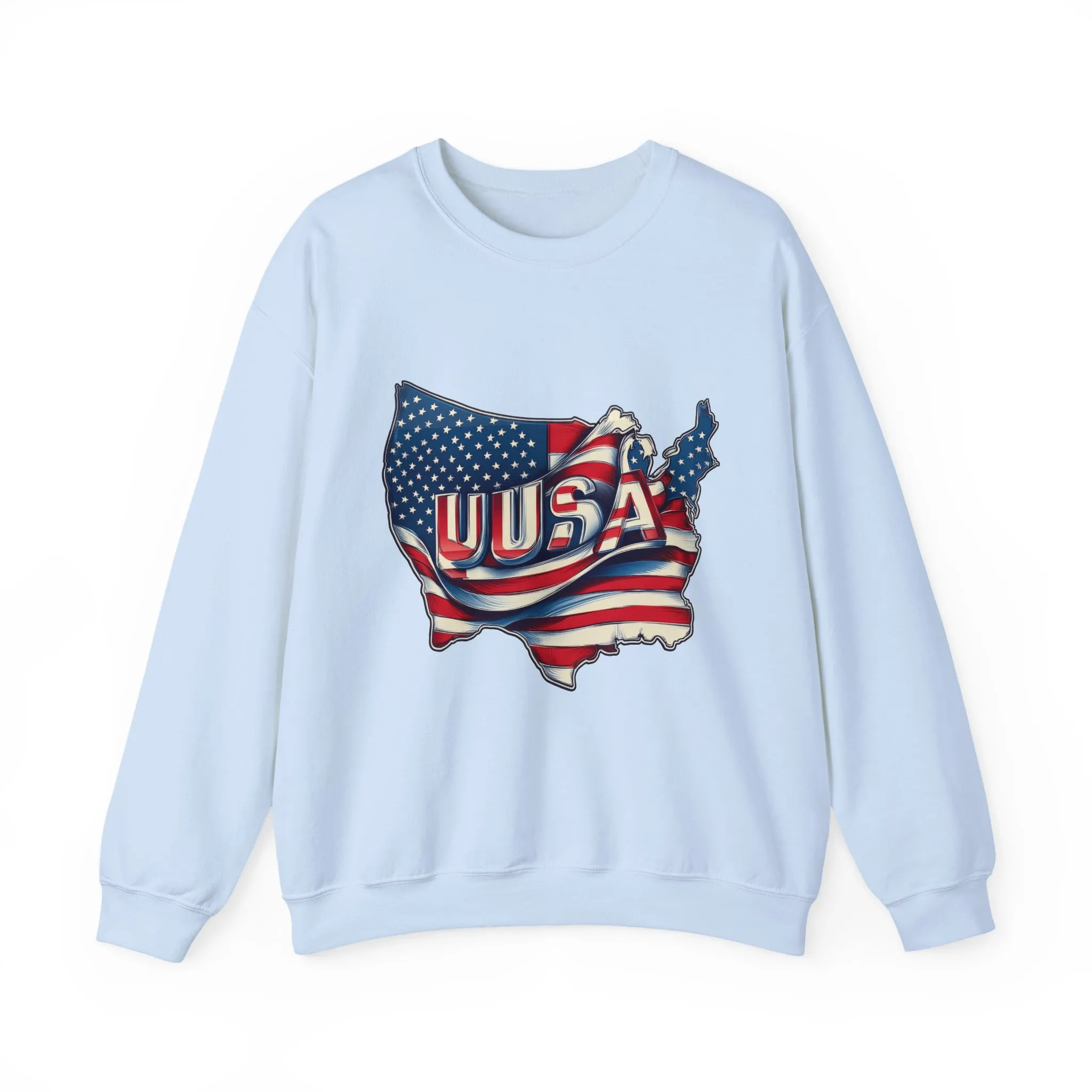 Patriotic USA Crewneck Sweatshirt, Unisex Sweatshirt, American Flag Apparel, Casual Comfort, Great for Independence Day and Holidays