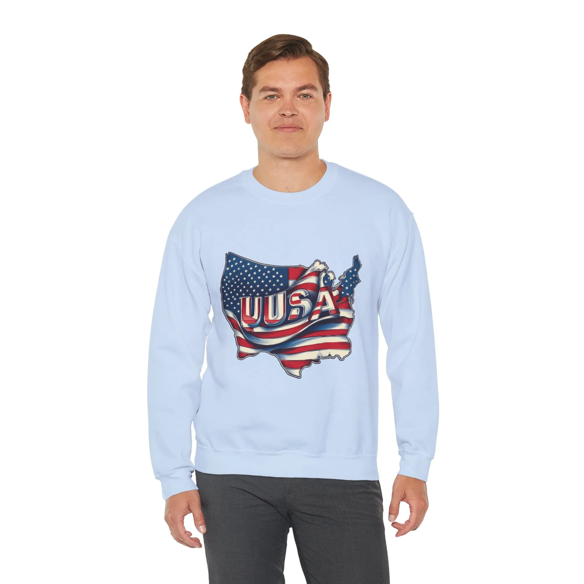 Patriotic USA Crewneck Sweatshirt, Unisex Sweatshirt, American Flag Apparel, Casual Comfort, Great for Independence Day and Holidays - Image 4