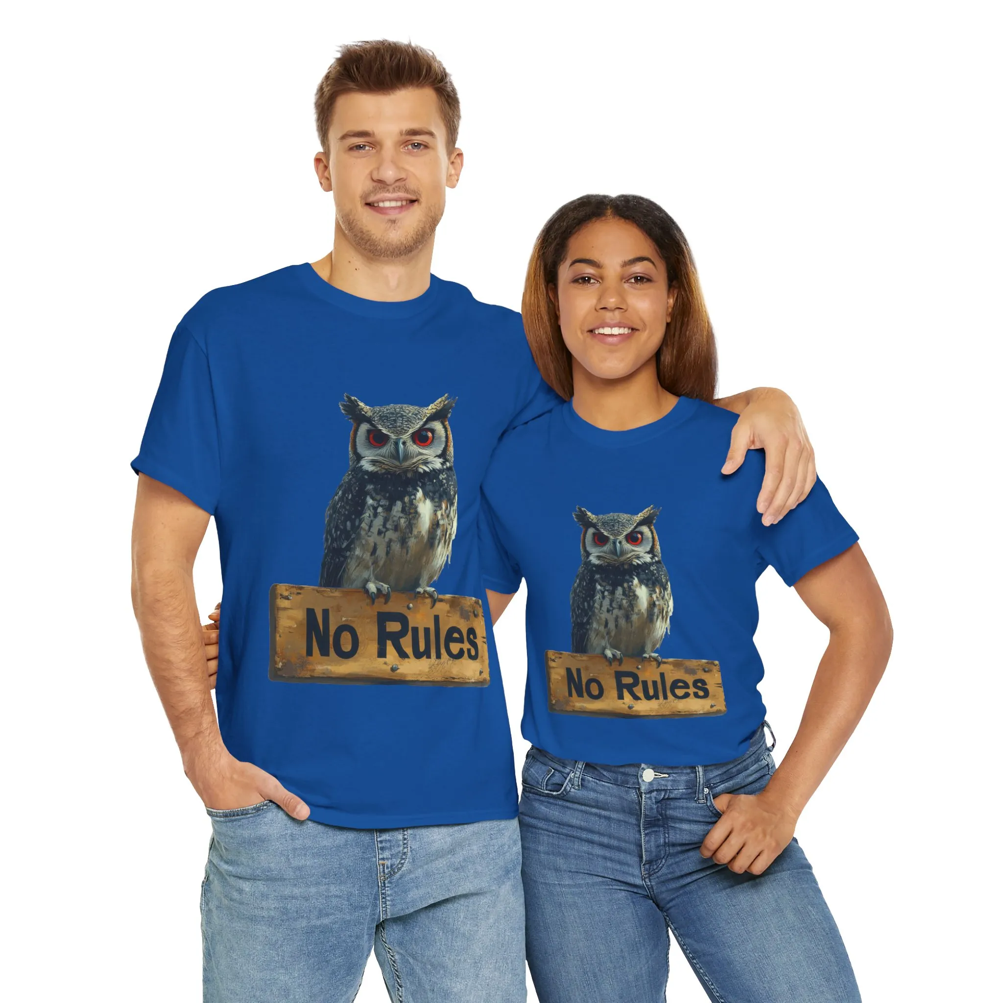 No Rules Owl Graphic T-Shirt, Unisex Heavy Cotton Tee, Funny Animal Shirt, Rebellious Bird Tee Gift for Him or Her - Image 24