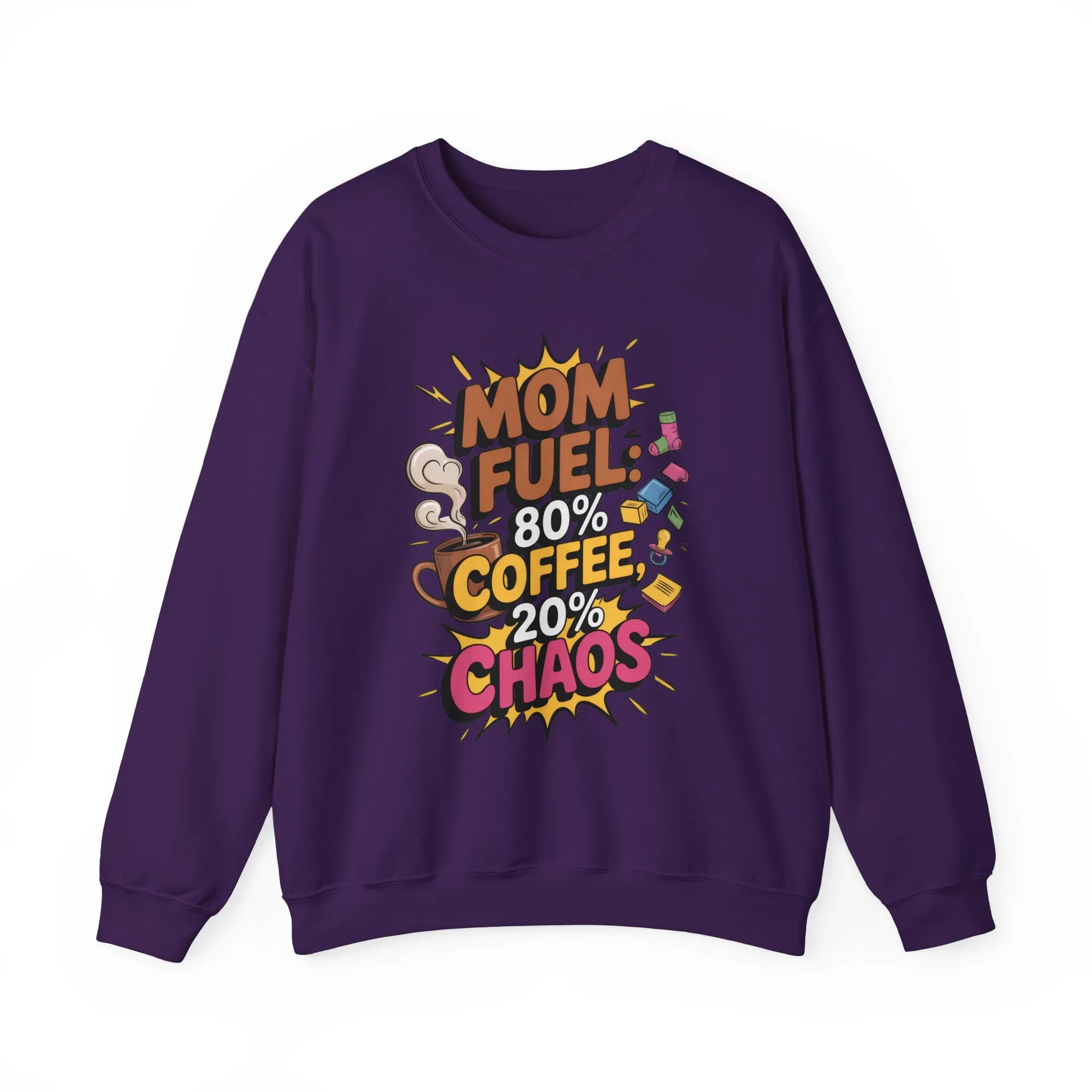 Funny Mom Fuel Sweatshirt, Perfect Gift for Moms, Chaos & Caffeine, Mother's Day Apparel, Funny Tired Mom Life Sweatshirt, Coffee Loving Mom - Image 19