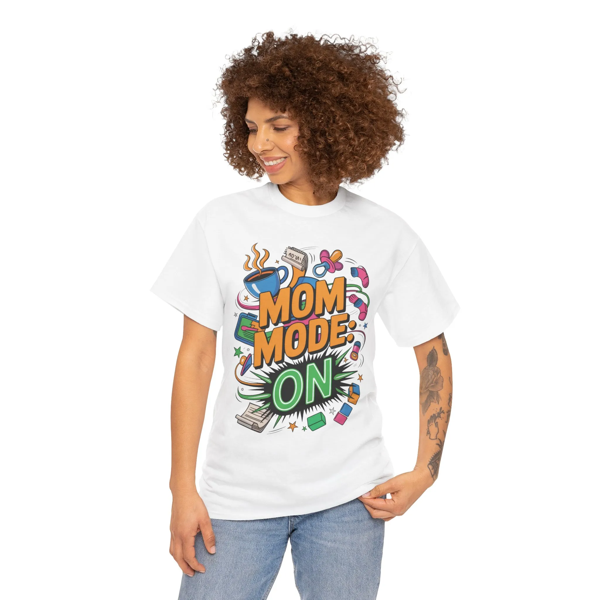Mom Mode ON Cotton Tee, Funny Mom T-Shirt, Gift for Mothers, Parent Life Apparel, Mother's Day Humor T-Shirt, Cute Mama Life Graphic Tee
