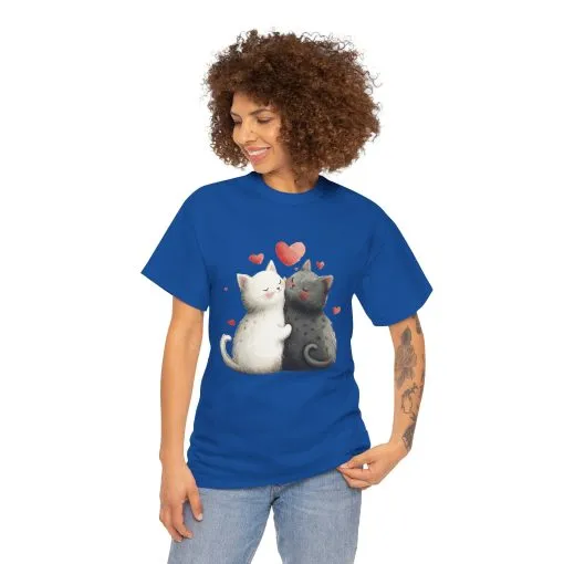 Cute Cat Love T-Shirt, Adorable Feline Couple Tee, Gift for Cat Lovers, Valentine's Day Shirt, Cozy Everyday Wear, Cat Mom T-Shirt - Image 17