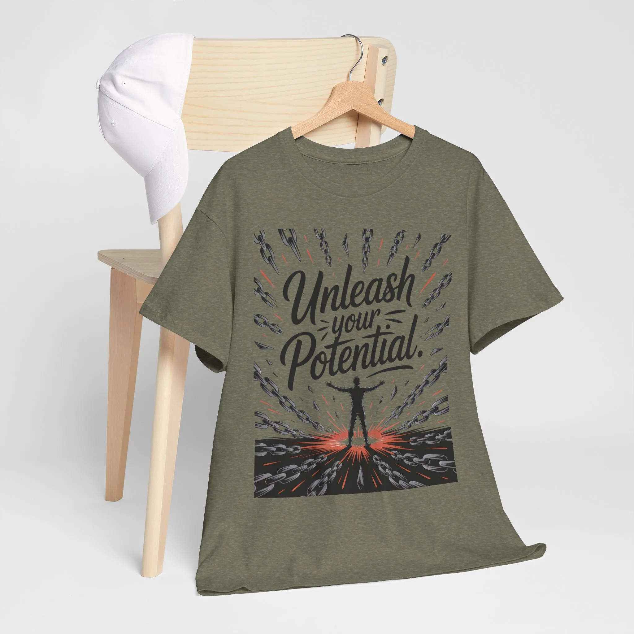 Inspiring Men s Heavy Cotton Tee, Unleash Your Potential Motivation Shirt, Gift for Graduates, Personal Growth Apparel, Casual Wear - Image 30