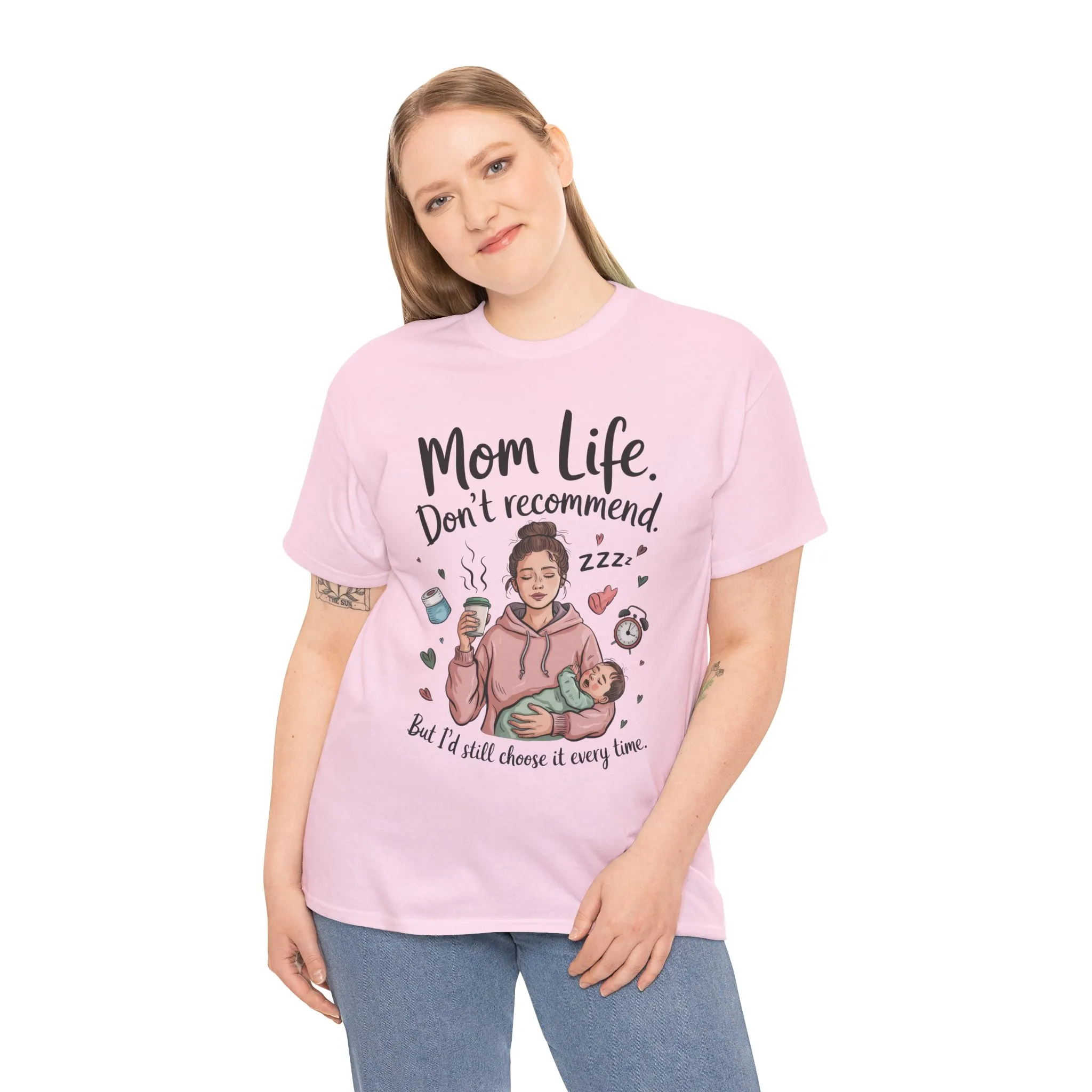 Funny Mom Life T-Shirt, Don't Recommend But I'd Choose It Every Time, New Mom Gift, Tired Mama Humor Tee, Mom Life Tee, Mother's Day Gift - Image 14