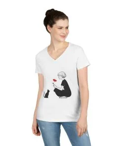 Cat Lover's V-Neck T-Shirt - Cute Graphic Tee for Pet Owners, Gifts for Cat Lovers, Animal Lover Apparel, Valentine's Day, Cat Love