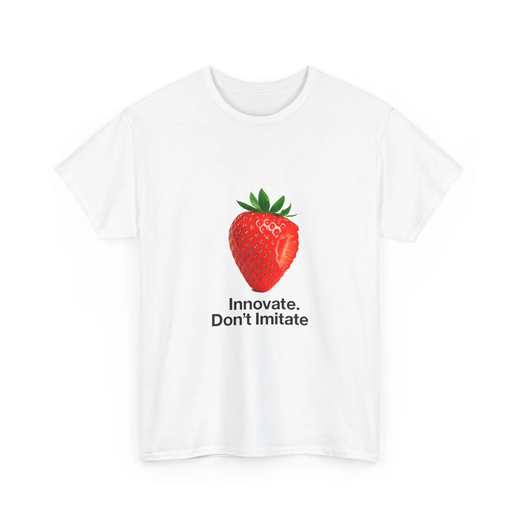 Strawberry Women's Heavy Cotton Tee, Innovate Don't Imitate Shirt, Graphic Tee, Casual Wear, Gift Idea, Summer Style, Witty Design T-Shirt